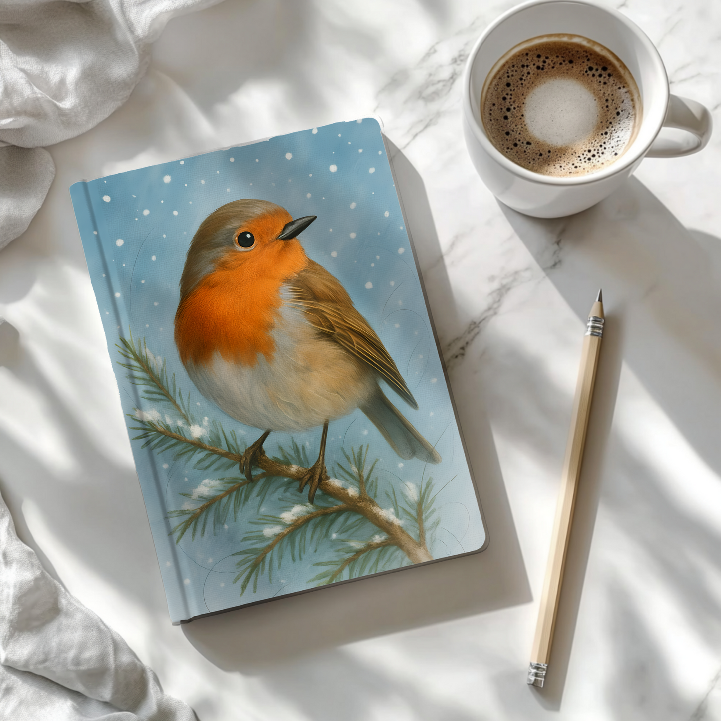 Winter Robin Woodland Notebook, Immerse yourself in the woodland theme and let the inspiration of forest creatures guide your every word.
