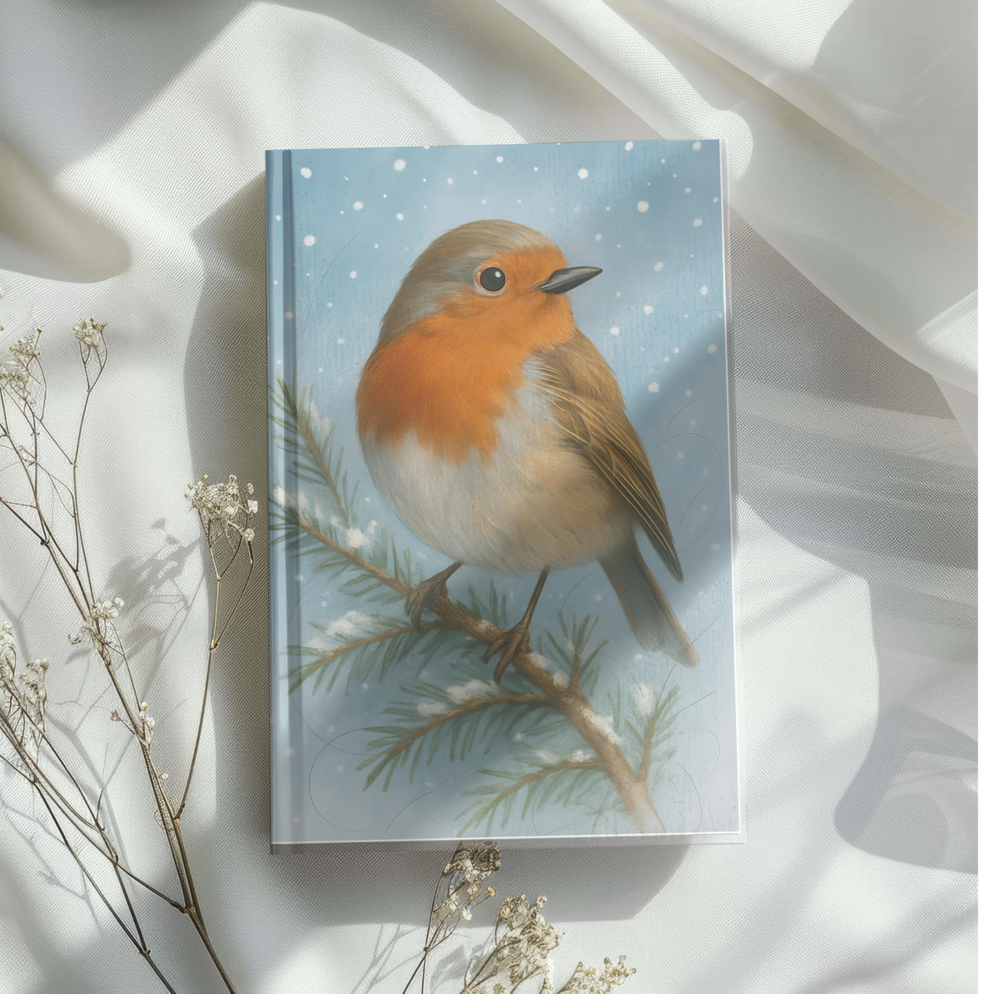Winter Robin Woodland Notebook, Immerse yourself in the woodland theme and let the inspiration of forest creatures guide your every word.