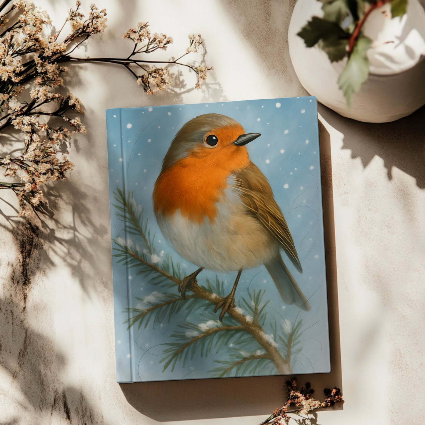 Winter Robin Woodland Notebook, Immerse yourself in the woodland theme and let the inspiration of forest creatures guide your every word.