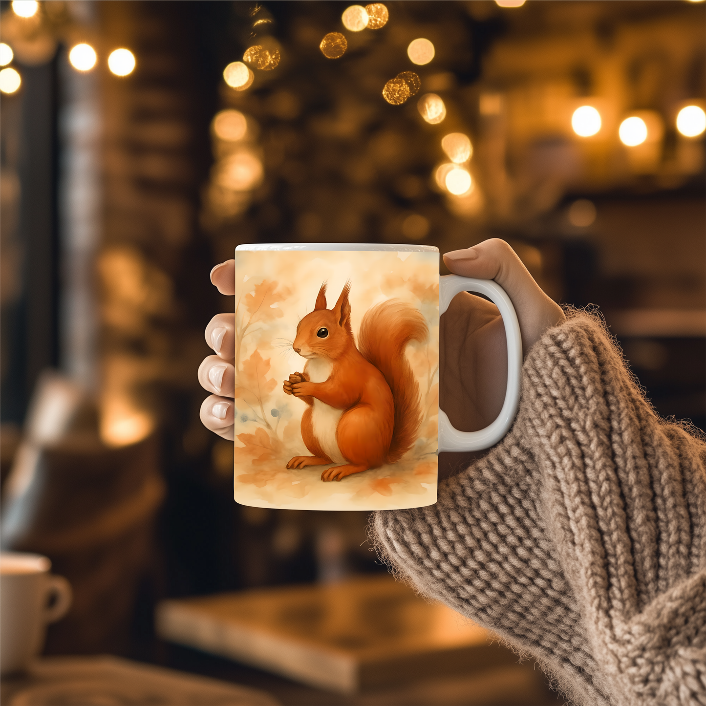 Red Squirrel Woodland Creatures Mug, Woodland Animal Mug, Cute Animal Mug, This adorable squirrel mug captures the essence of autumn, making every sip feel like a walk through a woodland wonderland.