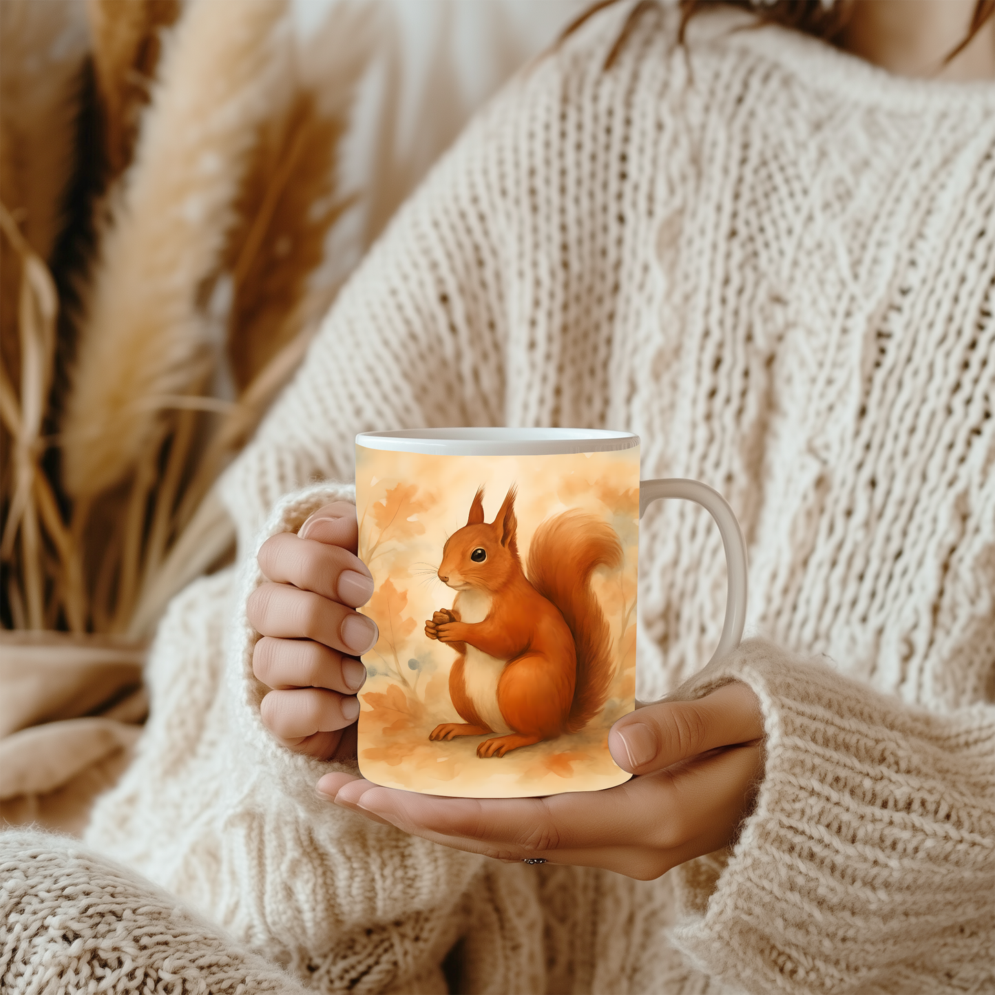 Red Squirrel Woodland Creatures Mug, Woodland Animal Mug, Cute Animal Mug, This adorable squirrel mug captures the essence of autumn, making every sip feel like a walk through a woodland wonderland.