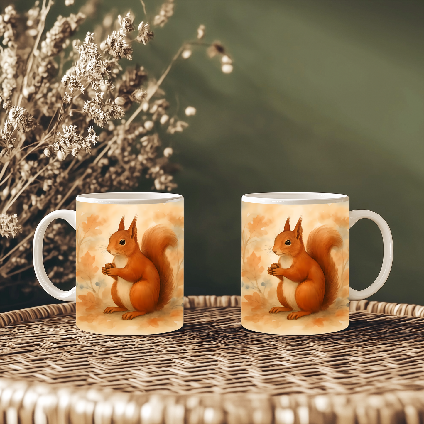 Red Squirrel Woodland Creatures Mug, Woodland Animal Mug, Cute Animal Mug, This adorable squirrel mug captures the essence of autumn, making every sip feel like a walk through a woodland wonderland.