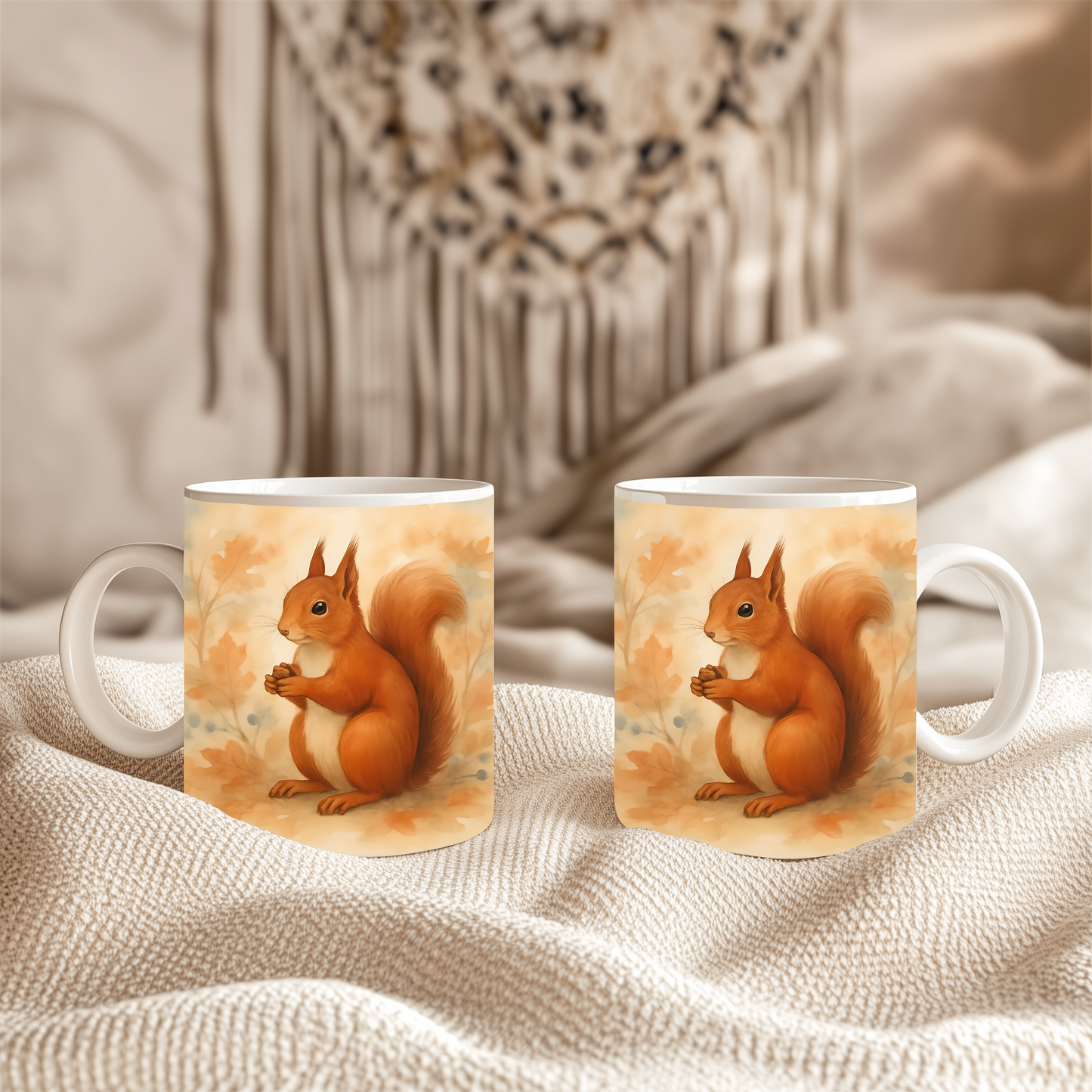 Red Squirrel Woodland Creatures Mug, Woodland Animal Mug, Cute Animal Mug, This adorable squirrel mug captures the essence of autumn, making every sip feel like a walk through a woodland wonderland.
