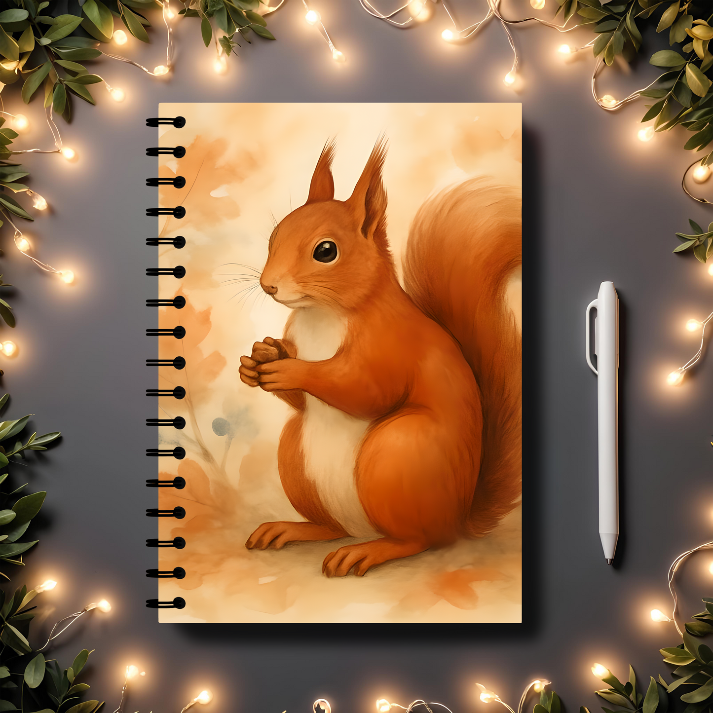Squirrel Art Nature Notebook, this cute spiral notebook is perfect for squirrel lovers and dreamers alike.