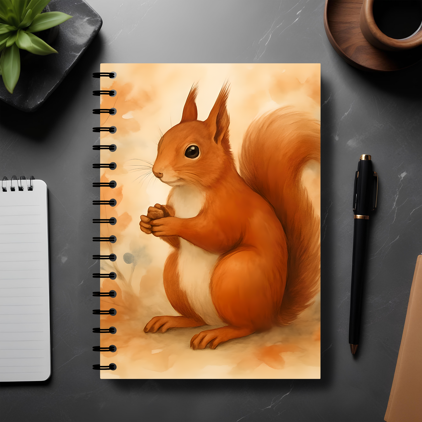 Squirrel Art Nature Notebook, this cute spiral notebook is perfect for squirrel lovers and dreamers alike.