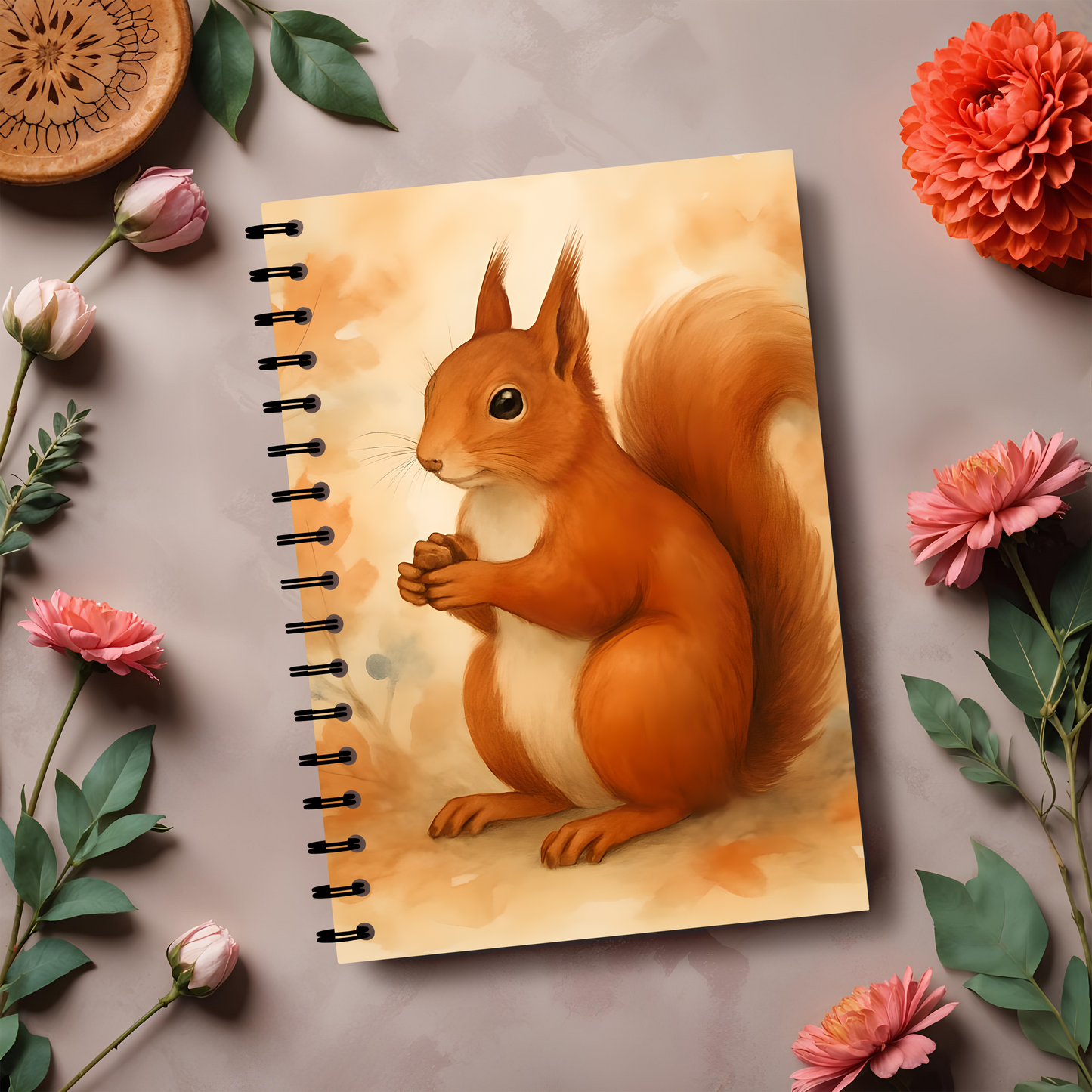 Squirrel Art Nature Notebook, this cute spiral notebook is perfect for squirrel lovers and dreamers alike.