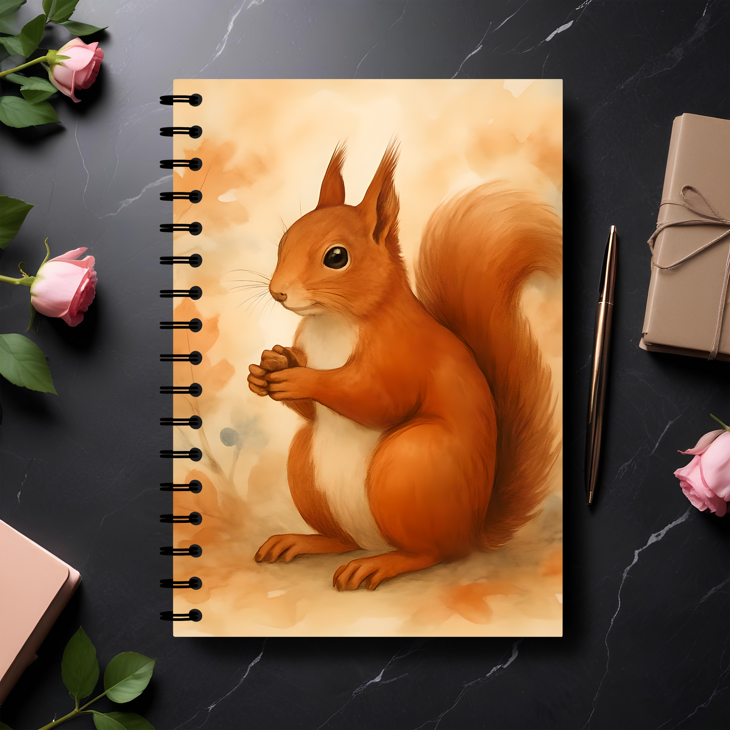Squirrel Art Nature Notebook, this cute spiral notebook is perfect for squirrel lovers and dreamers alike.