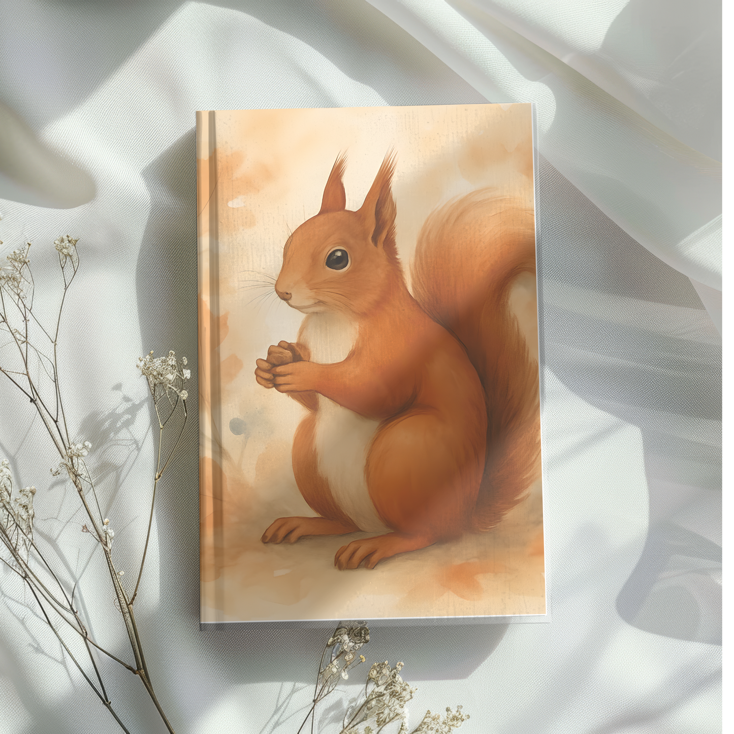 Red Squirrel Notebook, Adorned with mesmerizing squirrel art, this cute spiral notebook is perfect for squirrel lovers and dreamers alike.