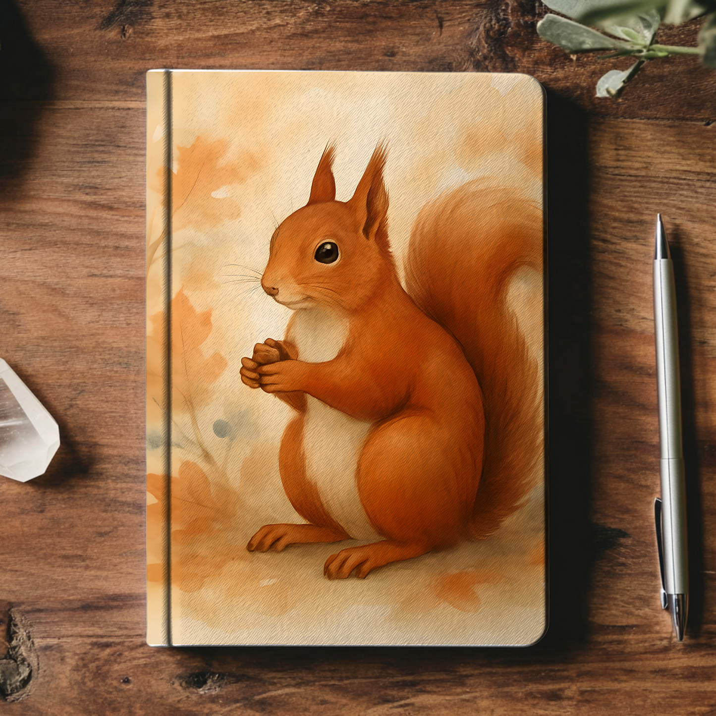 Red Squirrel Notebook, Adorned with mesmerizing squirrel art, this cute spiral notebook is perfect for squirrel lovers and dreamers alike.