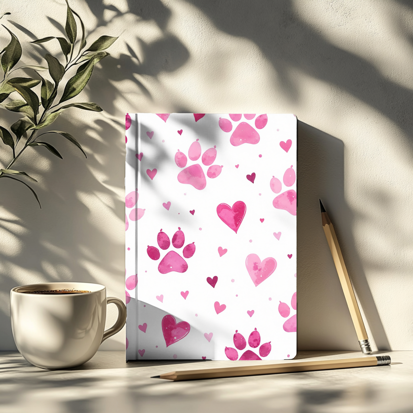 Pink Paw Prints Hard Backed Journal for Pet Lovers, embrace the love for your pets and let your creativity shine.