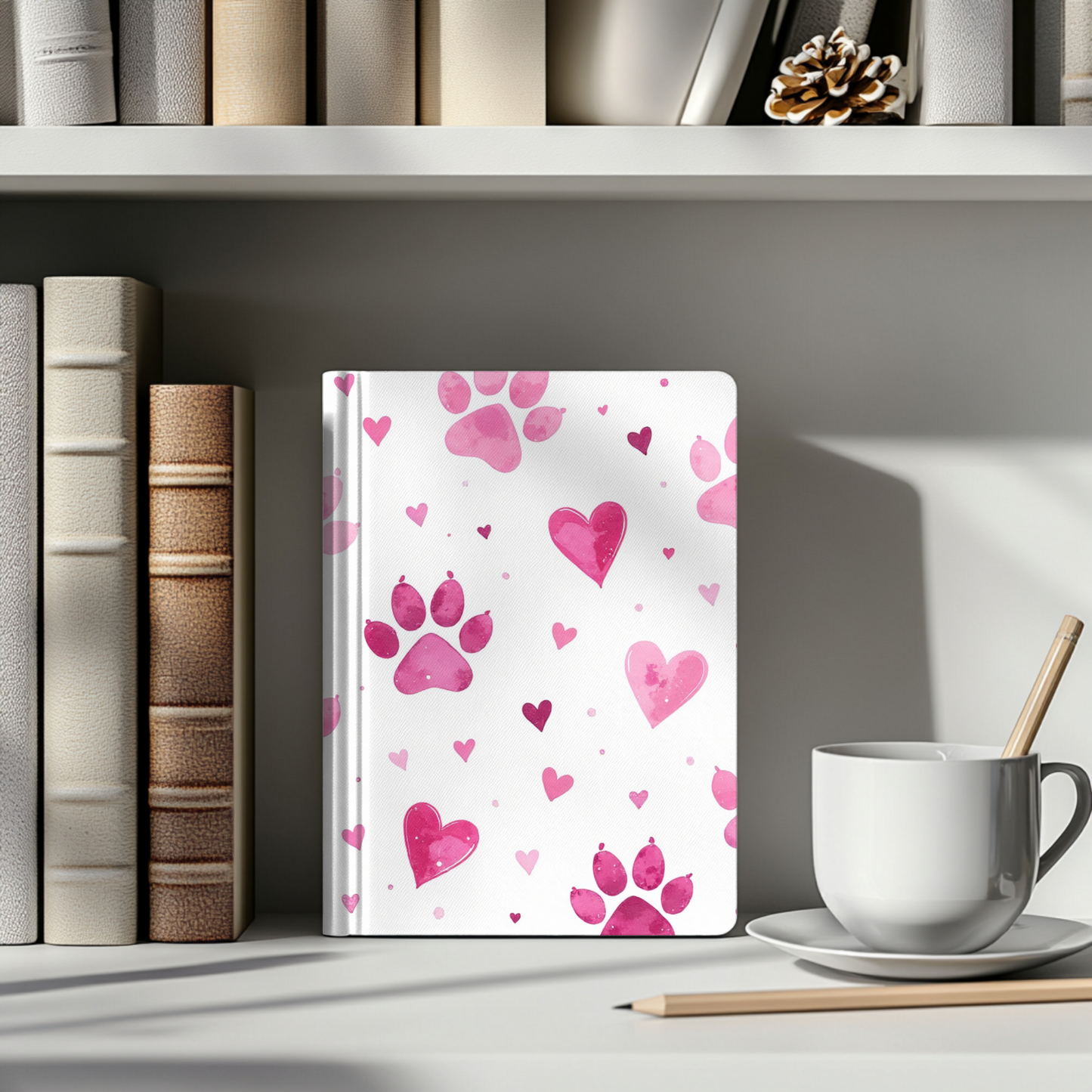 Pink Paw Prints Hard Backed Journal for Pet Lovers, embrace the love for your pets and let your creativity shine.