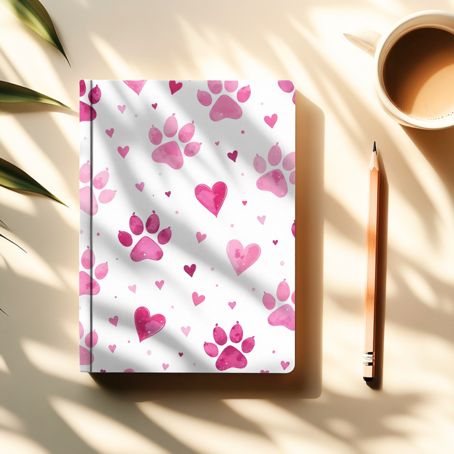 Pink Paw Prints Hard Backed Journal for Pet Lovers, embrace the love for your pets and let your creativity shine.