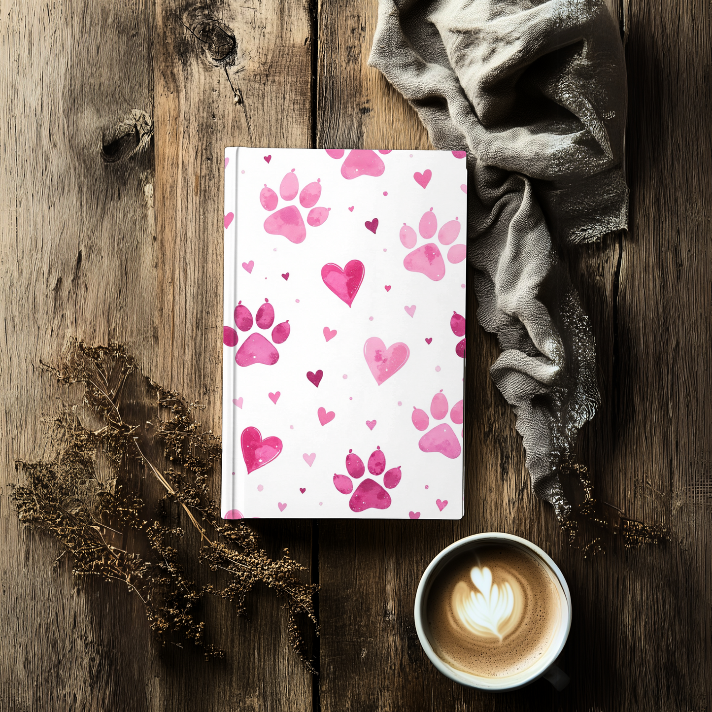 Pink Paw Prints Hard Backed Journal for Pet Lovers, embrace the love for your pets and let your creativity shine.