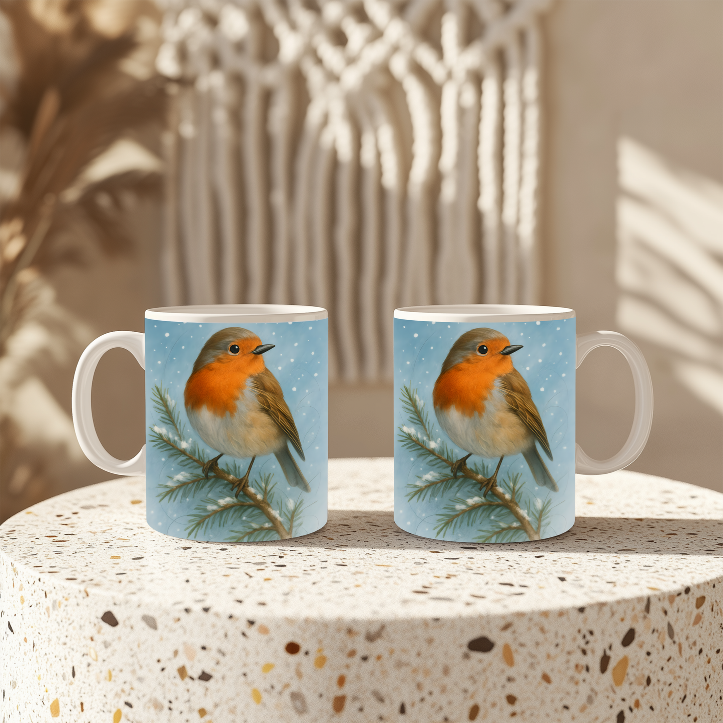 Winter Robin Coffee Mug, This enchanting festive mug captures the essence of Christmas with its charming illustration of a winter robin.robin coffee mug