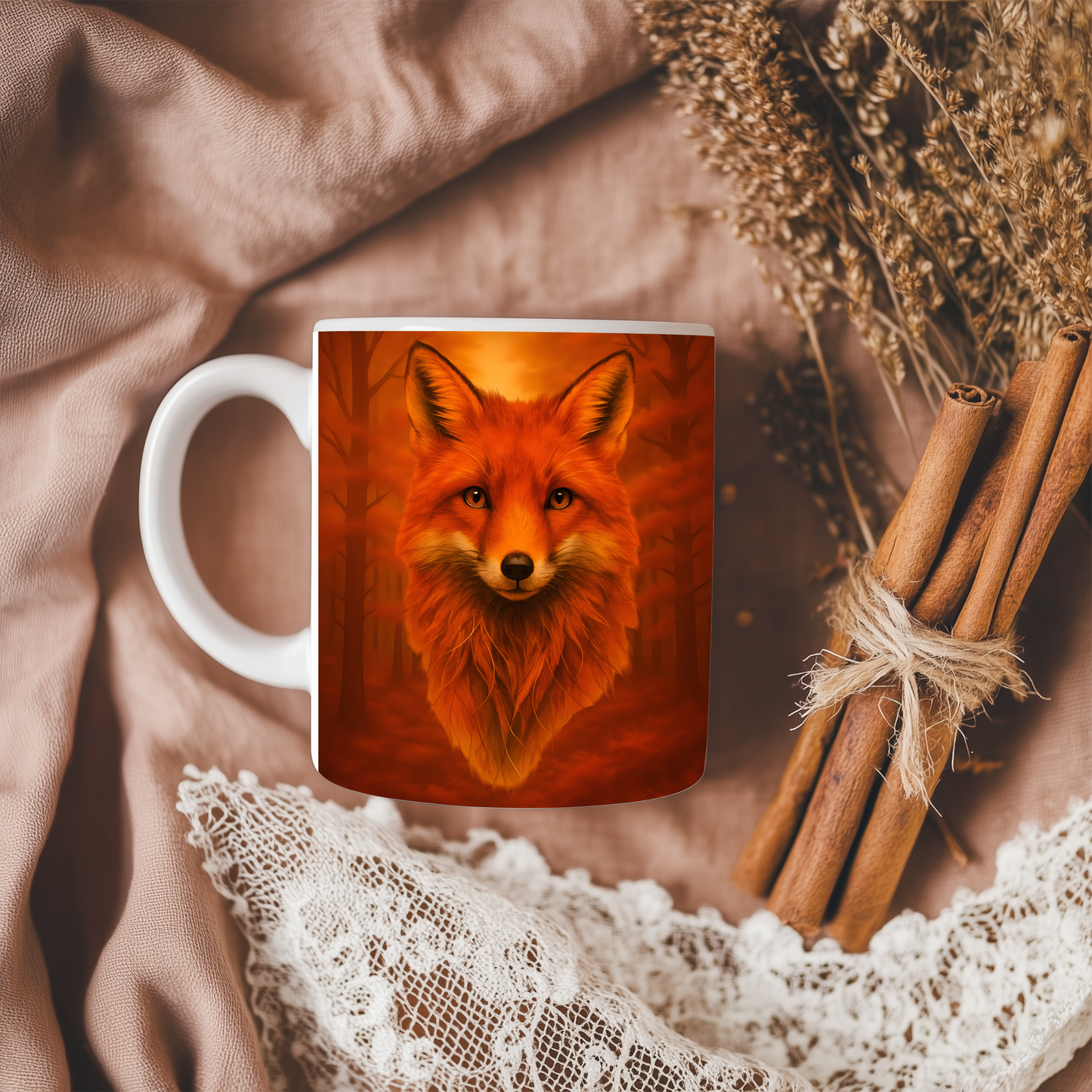 Autumn Foxy Coffee Mug, this fox mug captures the essence of an autumnal morning, where the crisp air meets the enchanting allure of your favorite foxy friend.