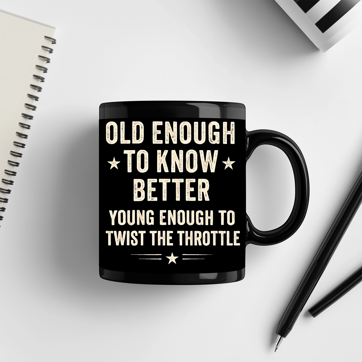 Old Enough To Know Better Mug, Bike Rider Gift, This motorbike mug captures the exhilarating spirit of motorcycle women and men alike, offering a daily sip of adventure with each brew of motorcycle coffee.