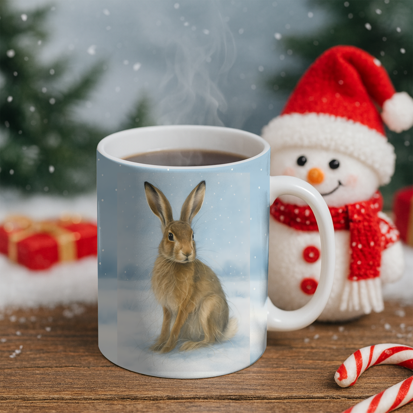 Winter Hare Coffee Mug, creating the perfect festive mug for your cozy winter mornings,perfect for celebrating the winter solstice.