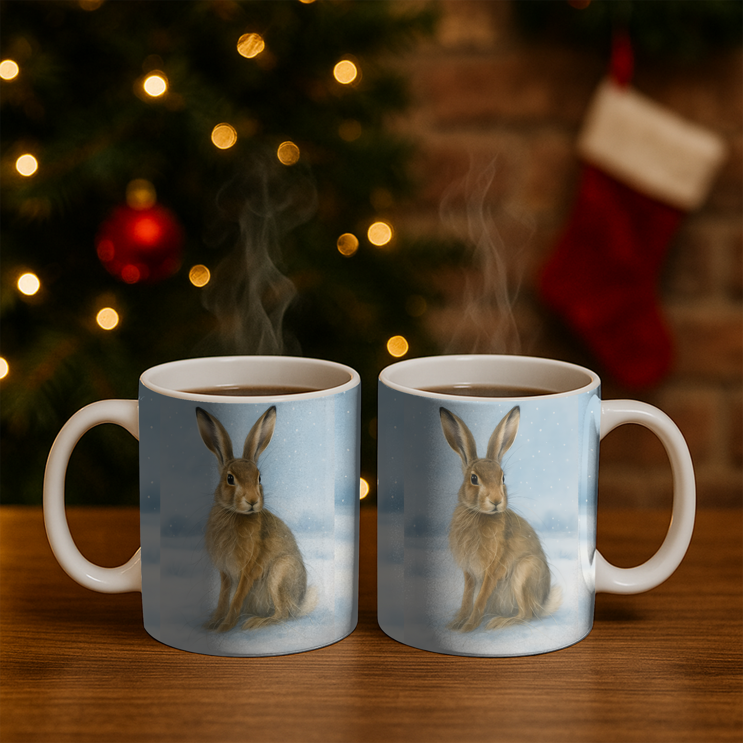 Winter Hare Coffee Mug, creating the perfect festive mug for your cozy winter mornings,perfect for celebrating the winter solstice.