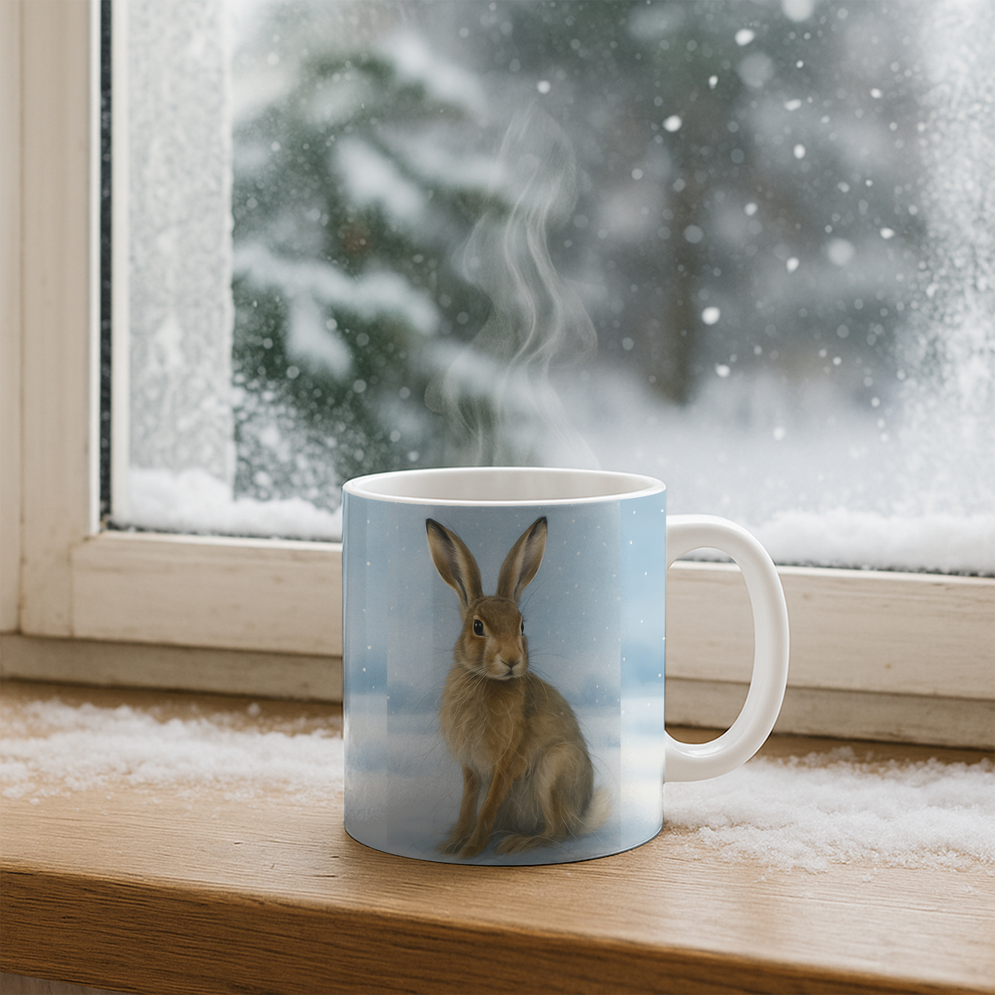 Winter Hare Coffee Mug, creating the perfect festive mug for your cozy winter mornings,perfect for celebrating the winter solstice.