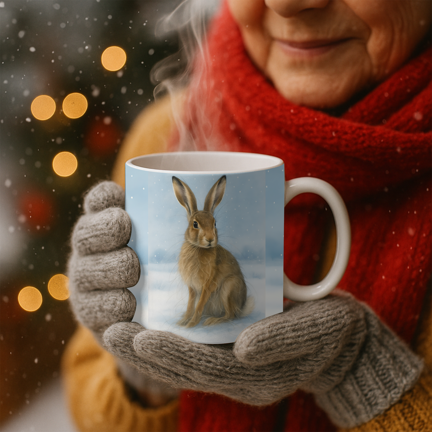 Winter Hare Coffee Mug, creating the perfect festive mug for your cozy winter mornings,perfect for celebrating the winter solstice.