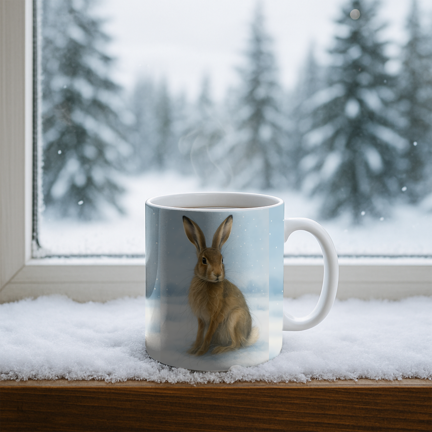 Winter Hare Coffee Mug, creating the perfect festive mug for your cozy winter mornings,perfect for celebrating the winter solstice.
