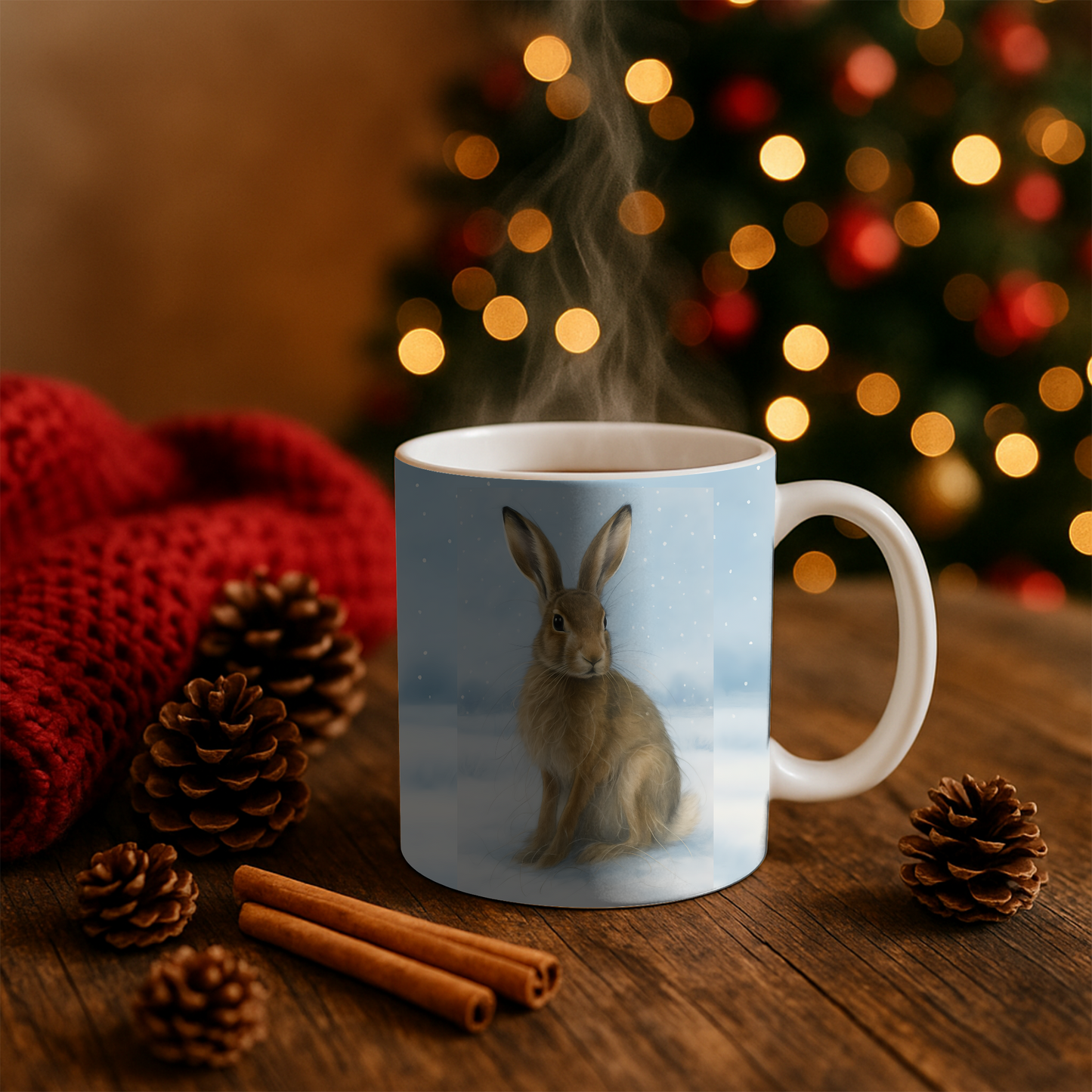 Winter Hare Coffee Mug, creating the perfect festive mug for your cozy winter mornings,perfect for celebrating the winter solstice.