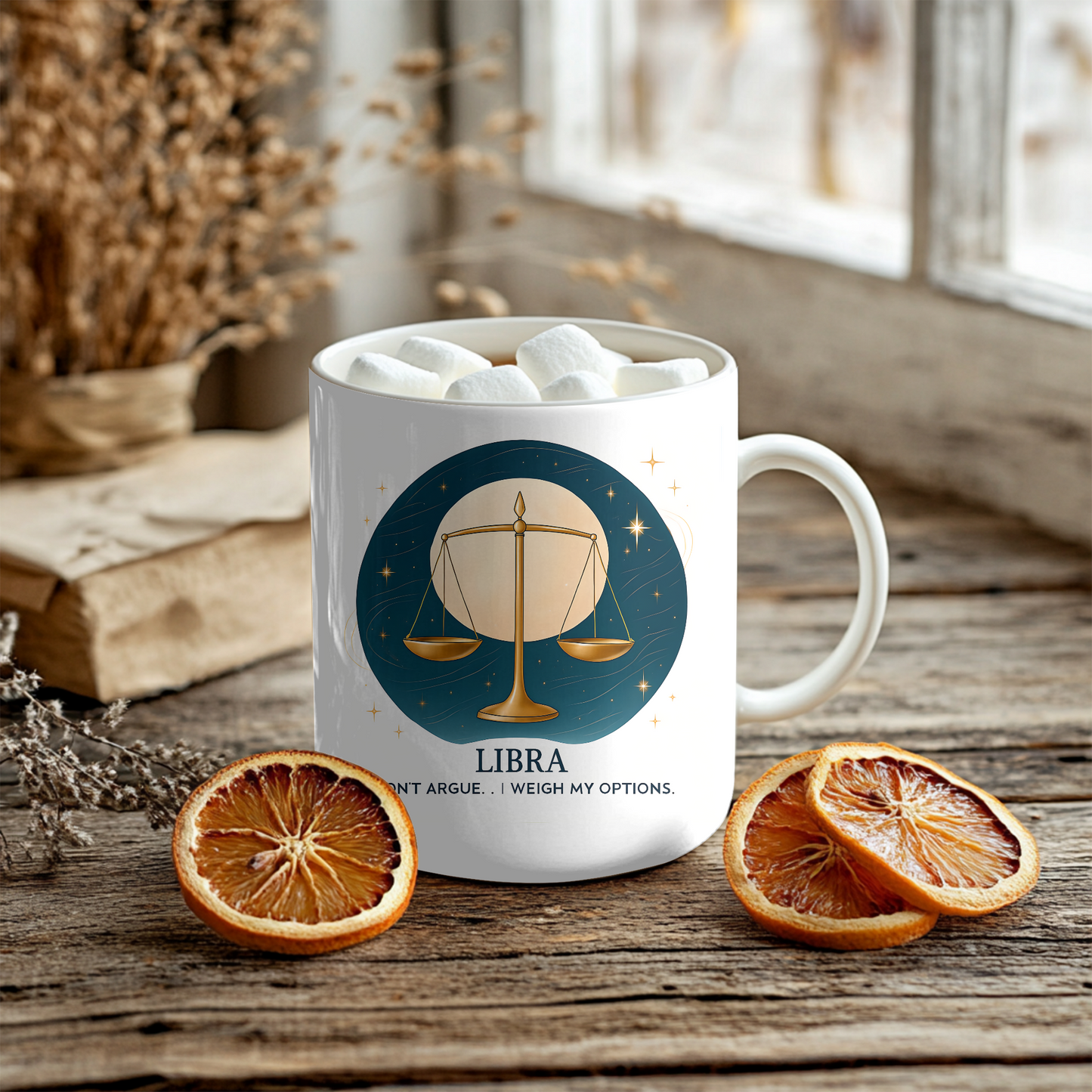 Libra Astrology Mug, Sip your coffee or tea from this captivating mug and feel the stars align, making it the perfect gift for Libra enthusiasts who appreciate the subtle beauty of the cosmos.