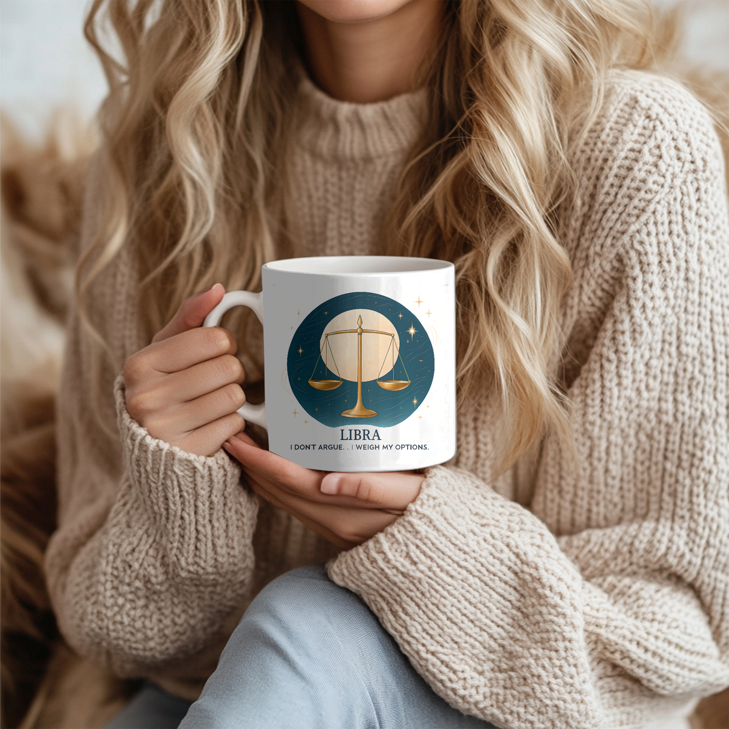 Libra Astrology Mug, Sip your coffee or tea from this captivating mug and feel the stars align, making it the perfect gift for Libra enthusiasts who appreciate the subtle beauty of the cosmos.