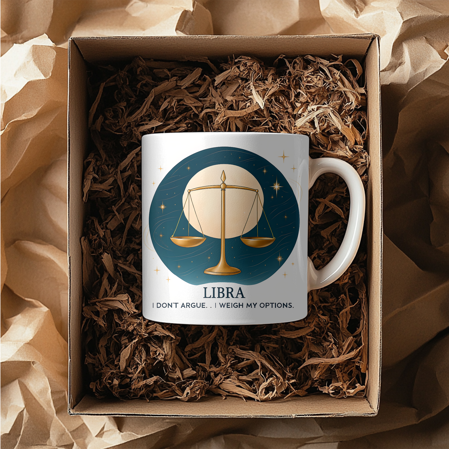 Libra Astrology Mug, Sip your coffee or tea from this captivating mug and feel the stars align, making it the perfect gift for Libra enthusiasts who appreciate the subtle beauty of the cosmos.