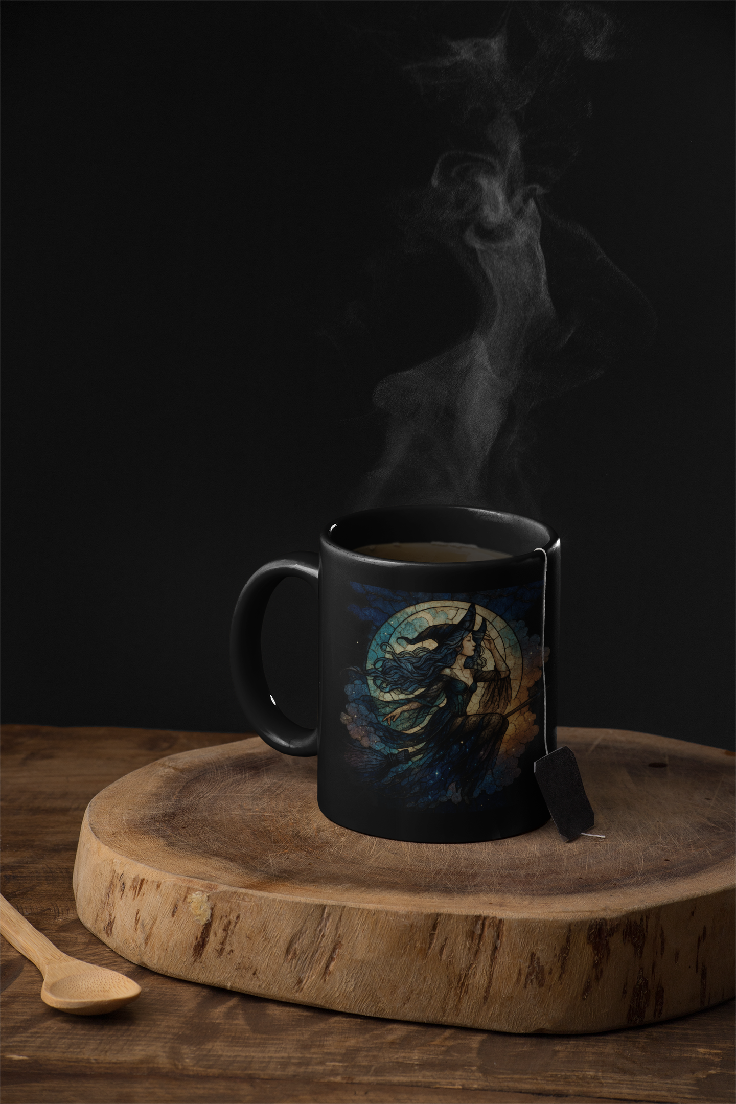 Moon Witch Stained Glass Effect Mug, Embrace your inner sorceress with this witchcraft mug, a true treasure for lovers of witchy stuff and celestial wonders alike.