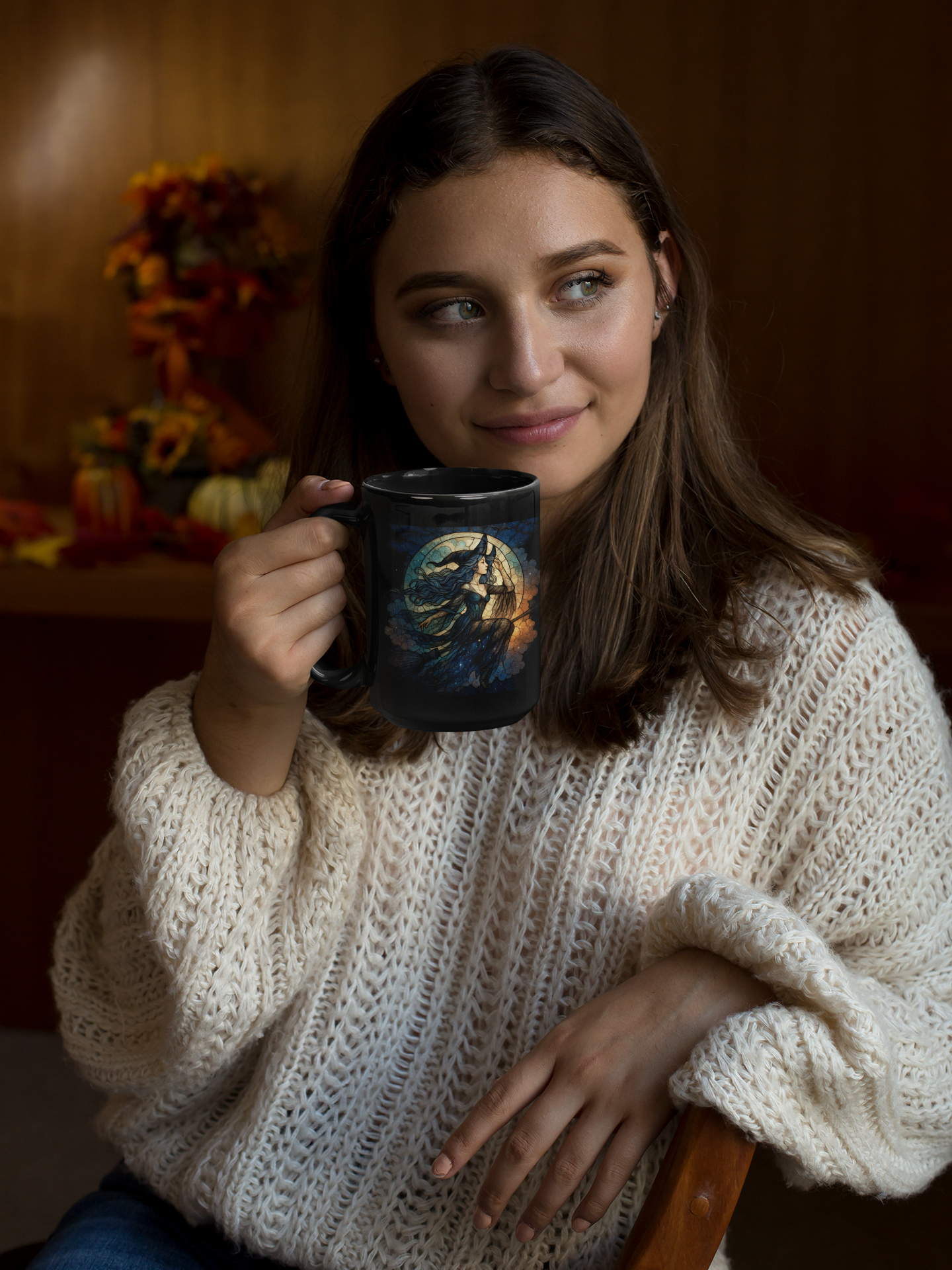 Moon Witch Stained Glass Effect Mug, Embrace your inner sorceress with this witchcraft mug, a true treasure for lovers of witchy stuff and celestial wonders alike.