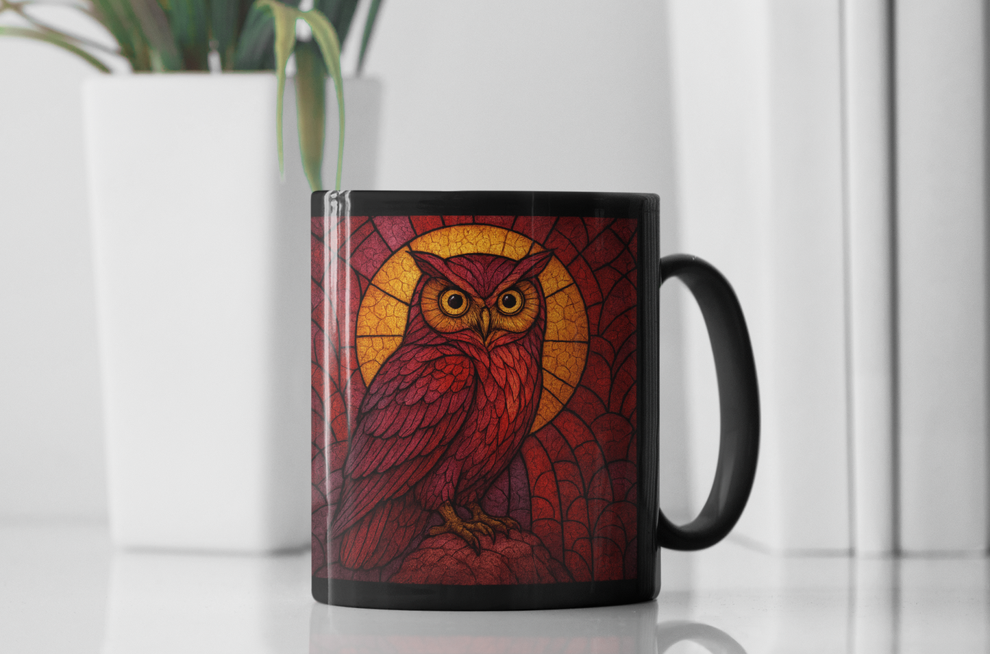 Owl Art Stained Glass Effect Owl Mug, Whether you're sipping your morning brew or adding a touch of whimsy to your collection, this owl mug is a charming tribute to nature's elegance.