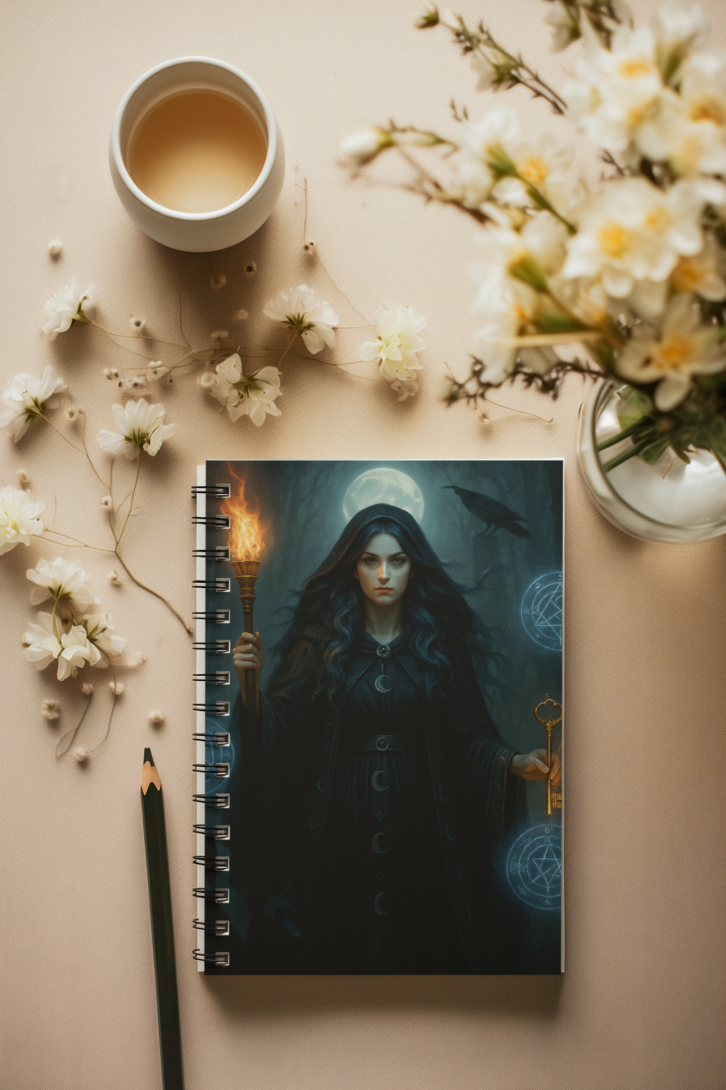 Hecate Goddess Notebook Journal, With pages to document your spells, dreams, and visions, it's more than just a witch journal; it’s a sacred space where whispers of the Greek Goddess, Hekate. journal