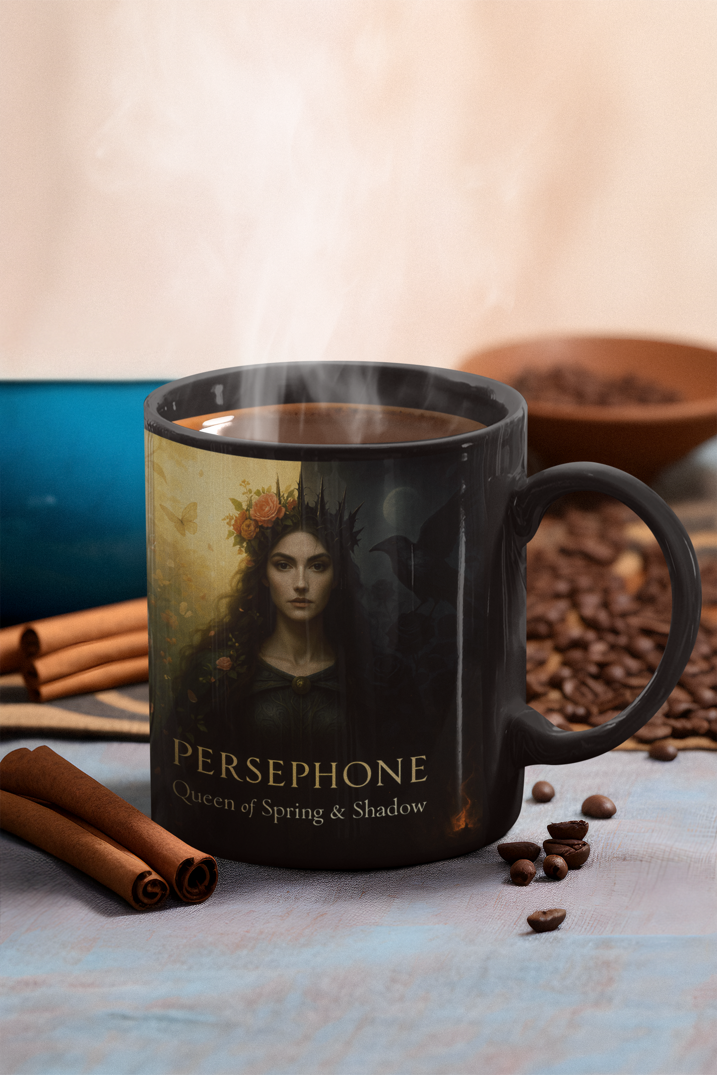Goddess Persephone Mug, perfect for those who cherish the stories of Greek gods, adding a magical touch to your morning ritual. Let this witchy mug be your daily reminder of Persephone’s elegance and strength.,witchy stuff,witch gift
