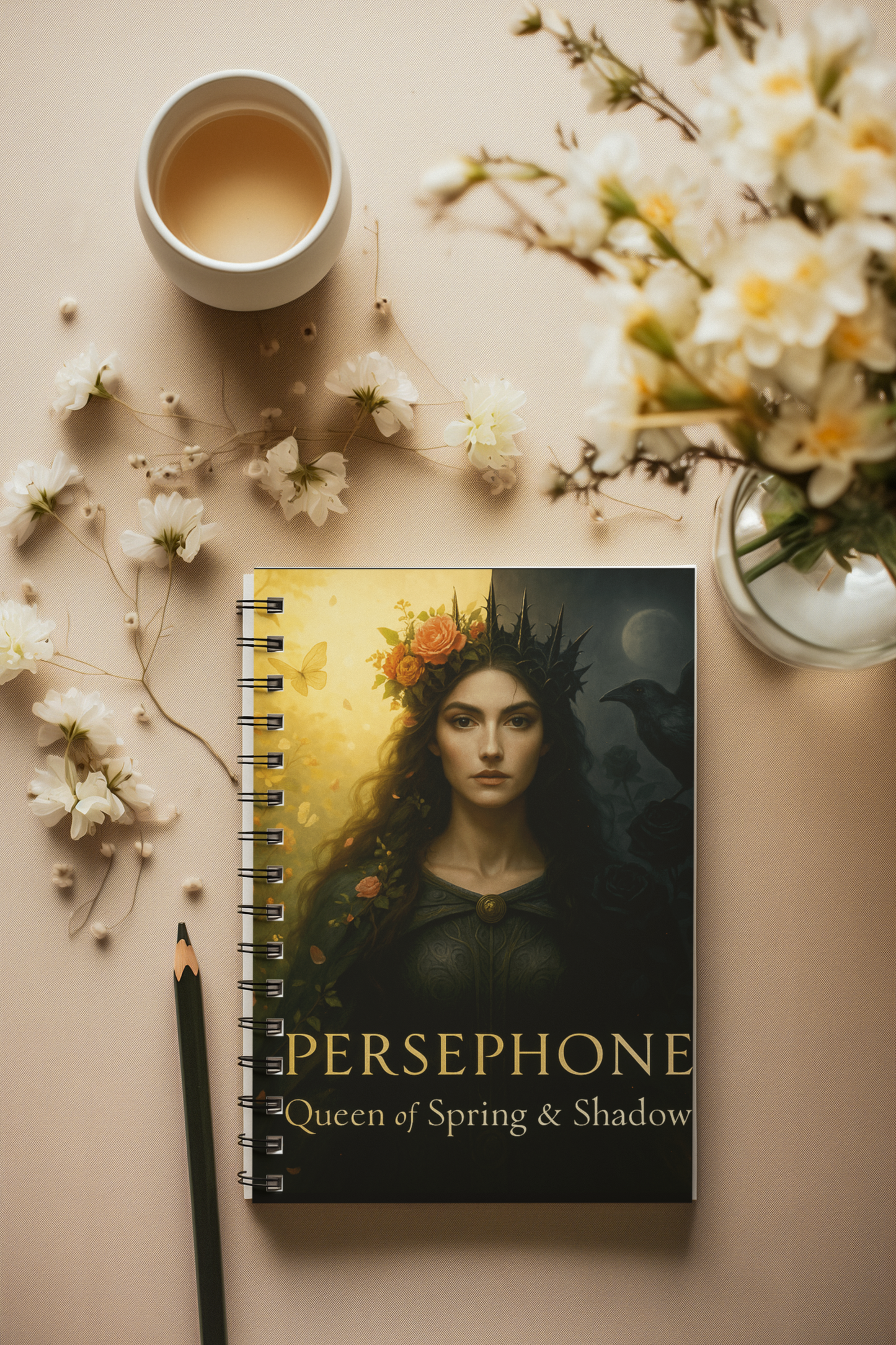 Goddess Persephone Witchy Notebook,is perfect for capturing your thoughts, spells, and manifestations.
