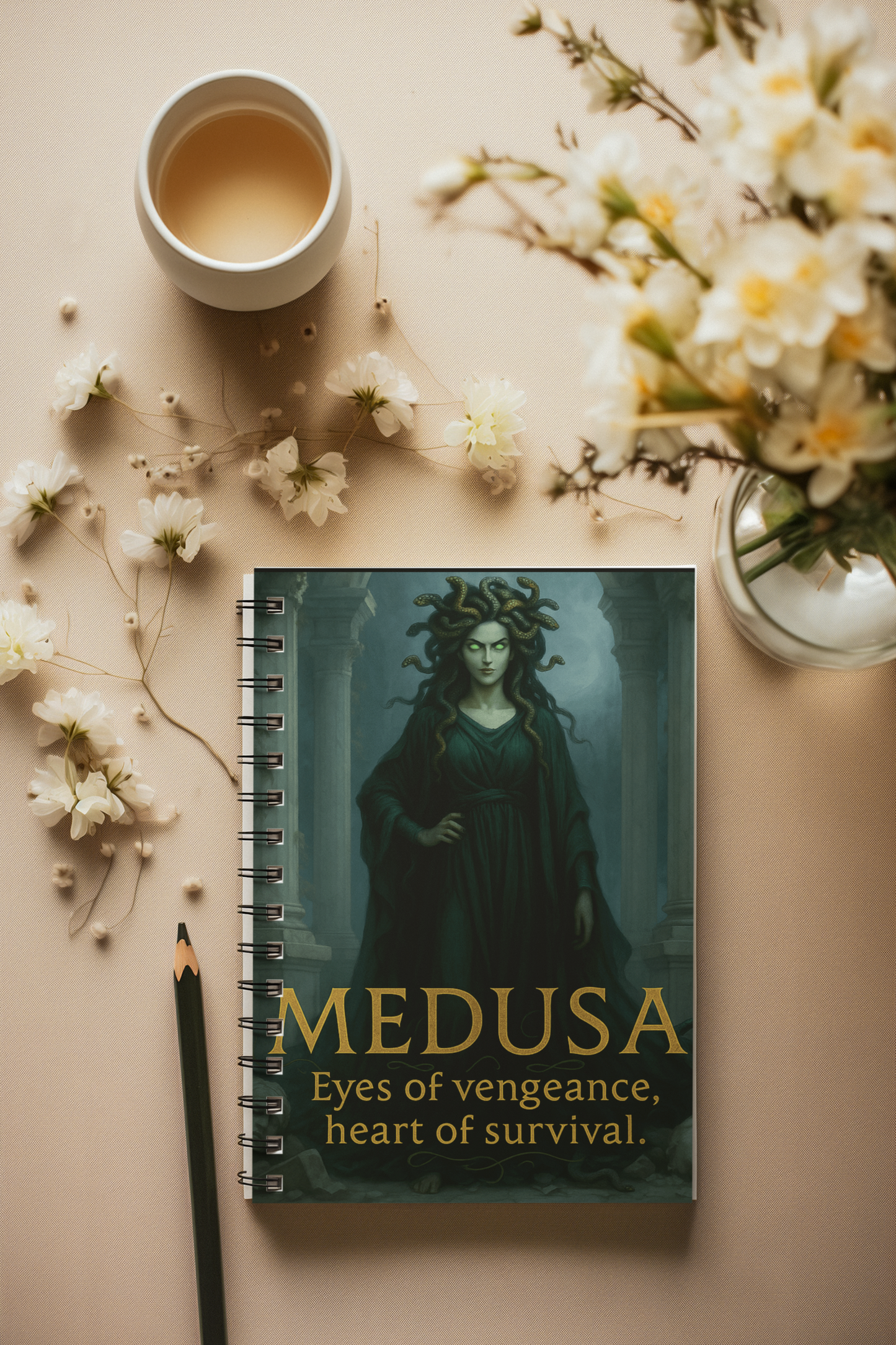 Goddess Medusa Notebook, perfect for capturing thoughts or serving as your book of shadows.