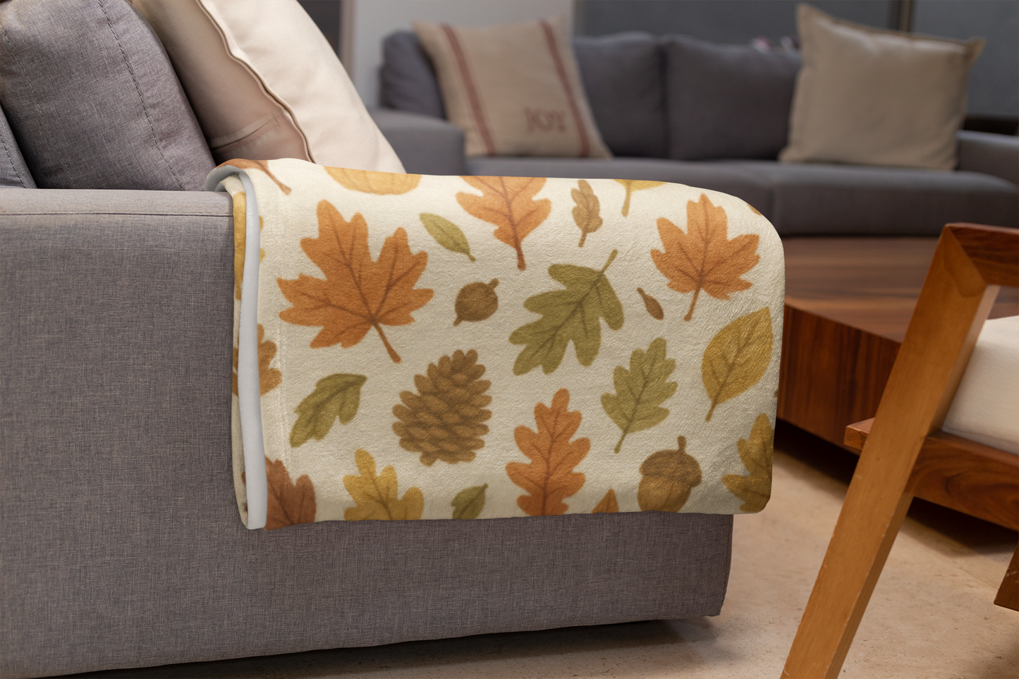 Cozy Autumnal Leaves Blanket, Transform your space into a haven of autumnal charm with this exquisite autumn blanket.