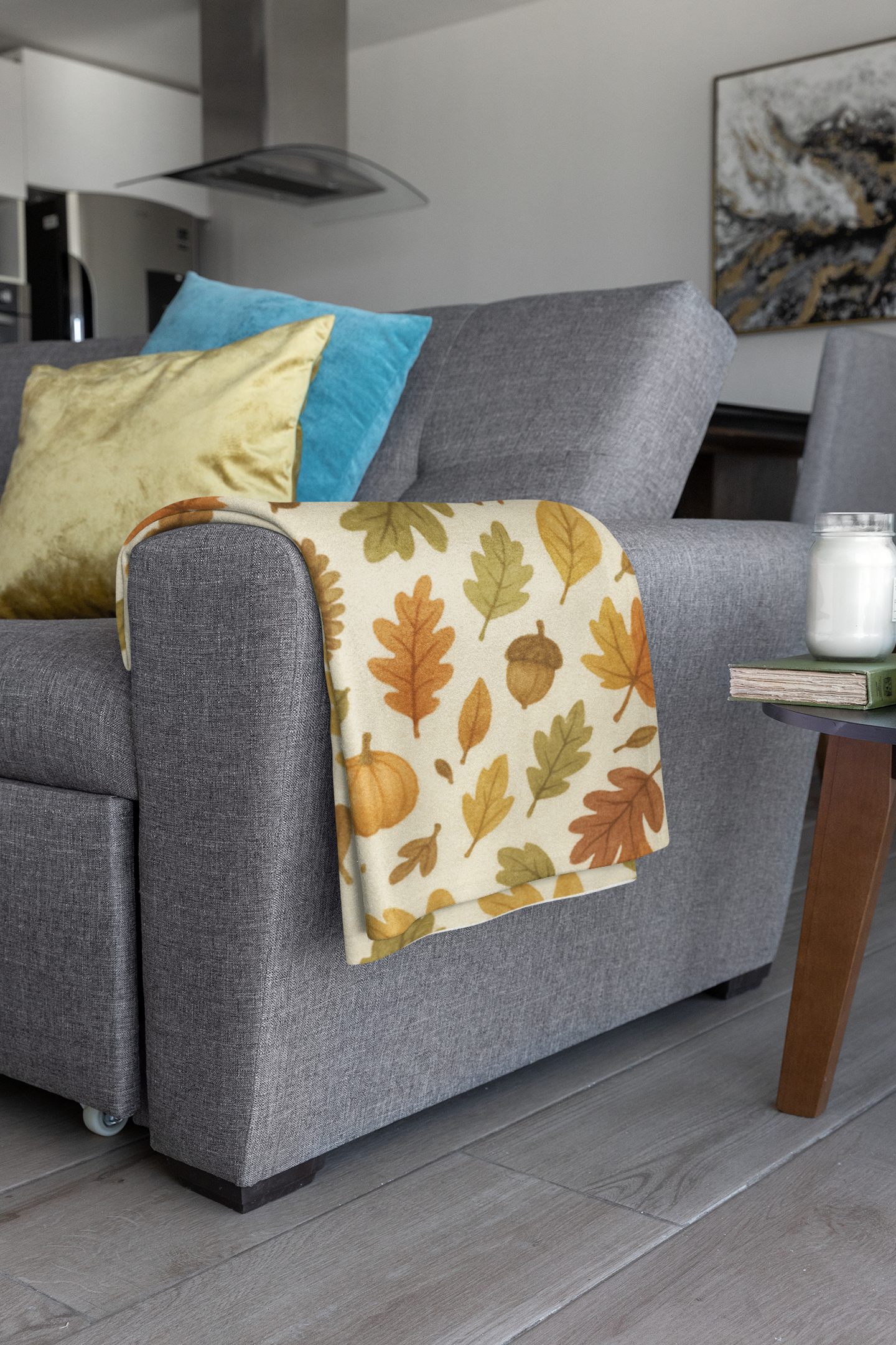 Cozy Autumnal Leaves Blanket, Transform your space into a haven of autumnal charm with this exquisite autumn blanket.