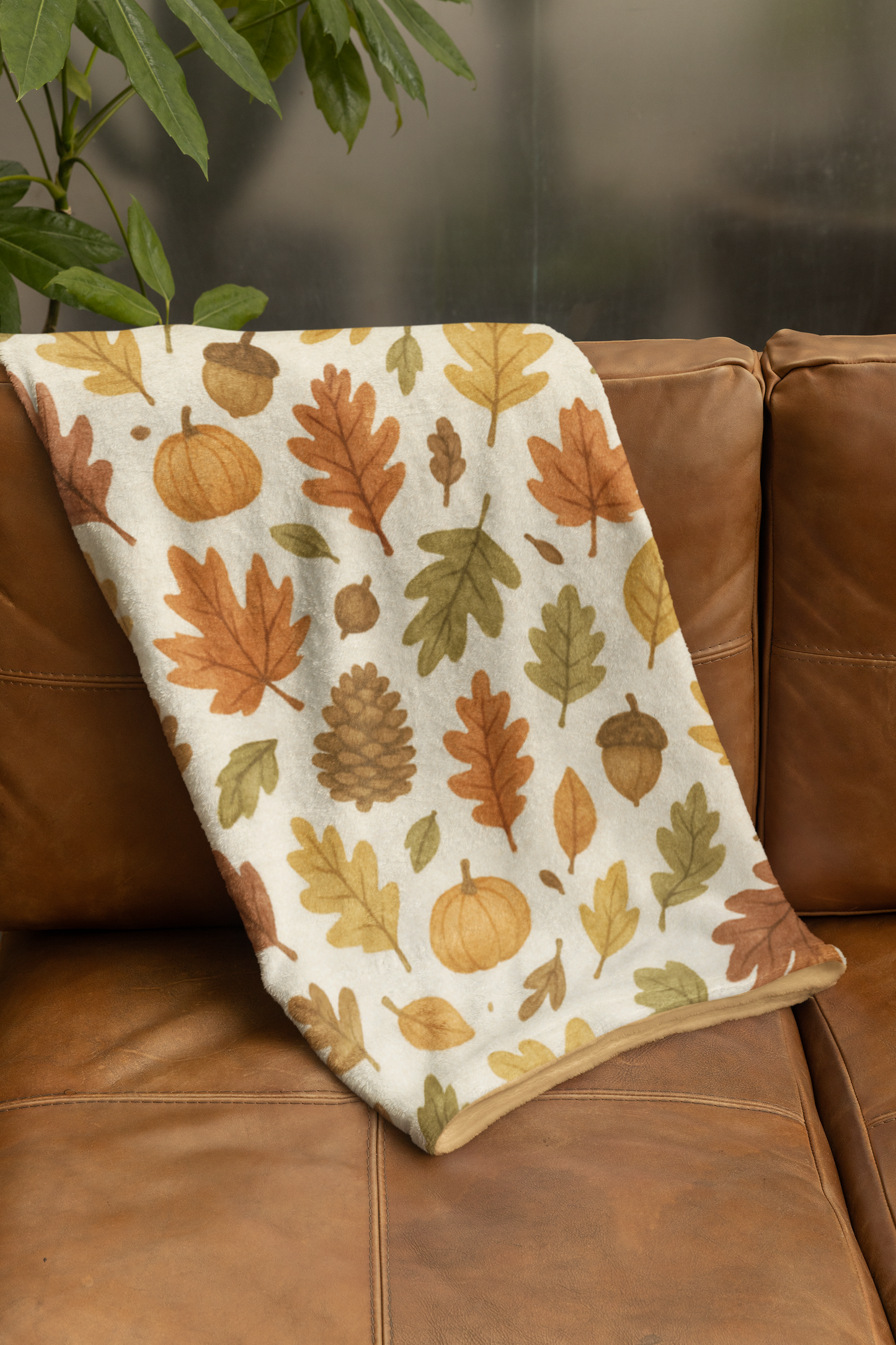 Cozy Autumnal Leaves Blanket, Transform your space into a haven of autumnal charm with this exquisite autumn blanket.