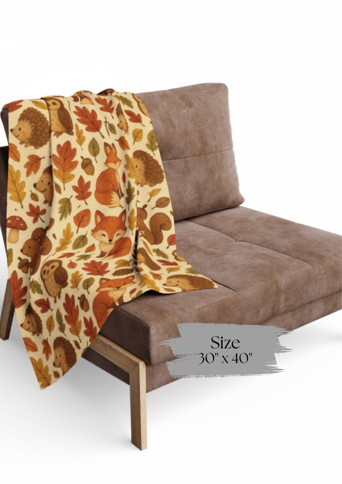 Woodland Friends Autumnal Blanket, Featuring delightful woodland creatures, this sofa blanket is the perfect accent to your autumnal decor.