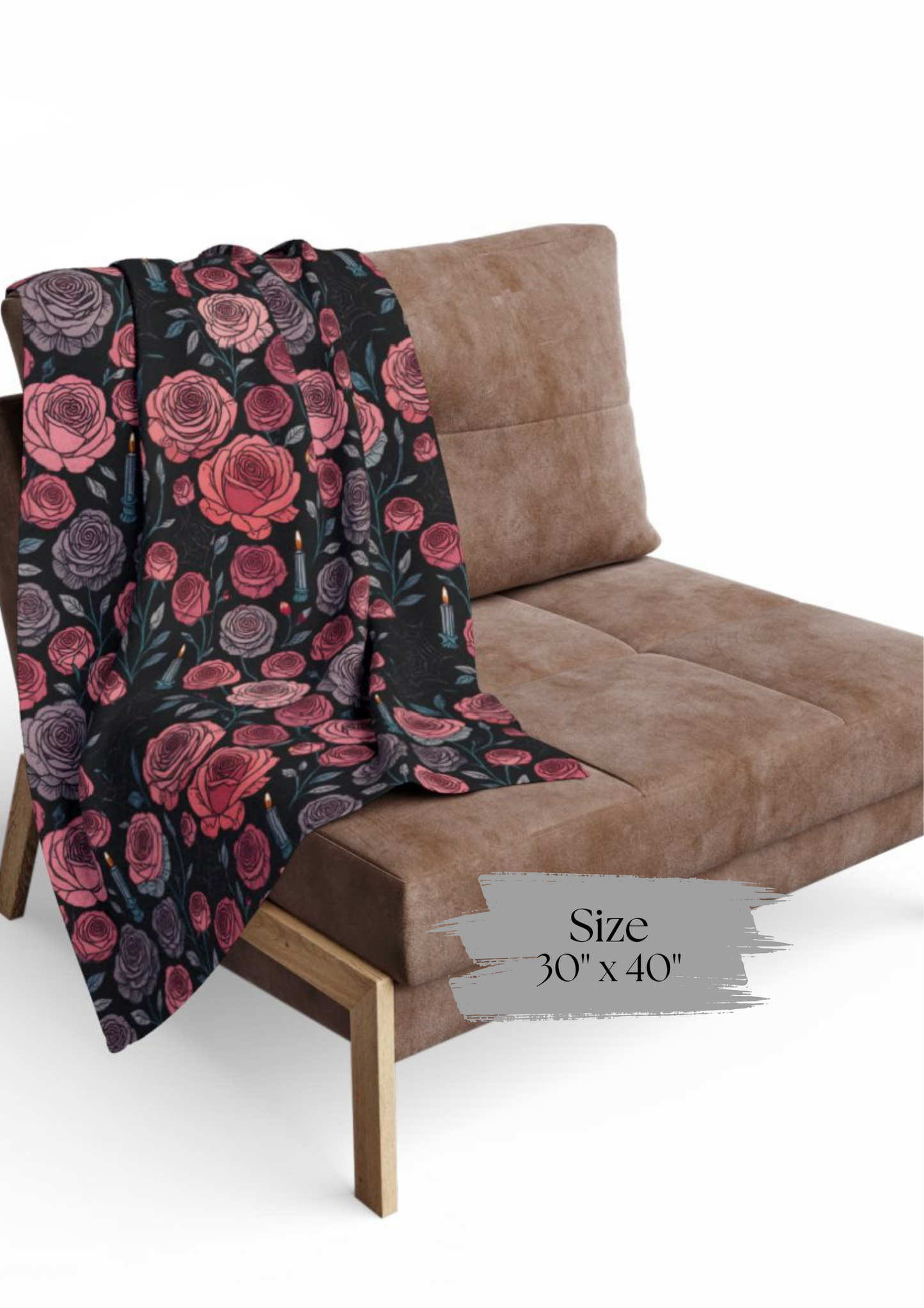 Gothic Pink Halloween Rose Blanket, Perfect as a Spooky Gift, it brings a whisper of elegance to your Halloween Decor.