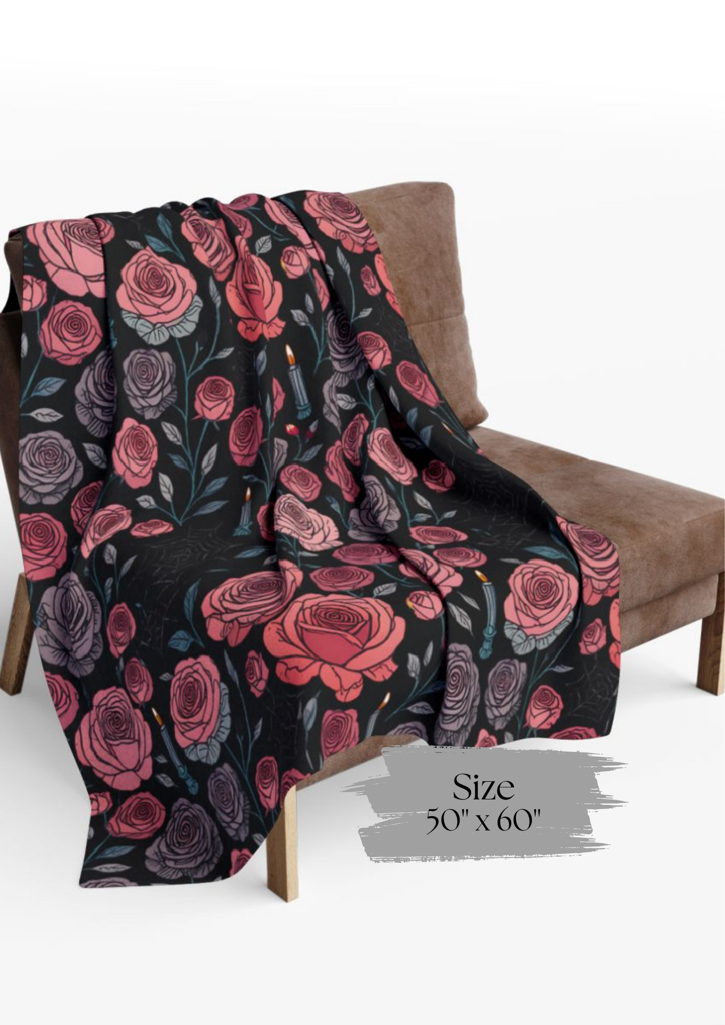 Gothic Pink Halloween Rose Blanket, Perfect as a Spooky Gift, it brings a whisper of elegance to your Halloween Decor.