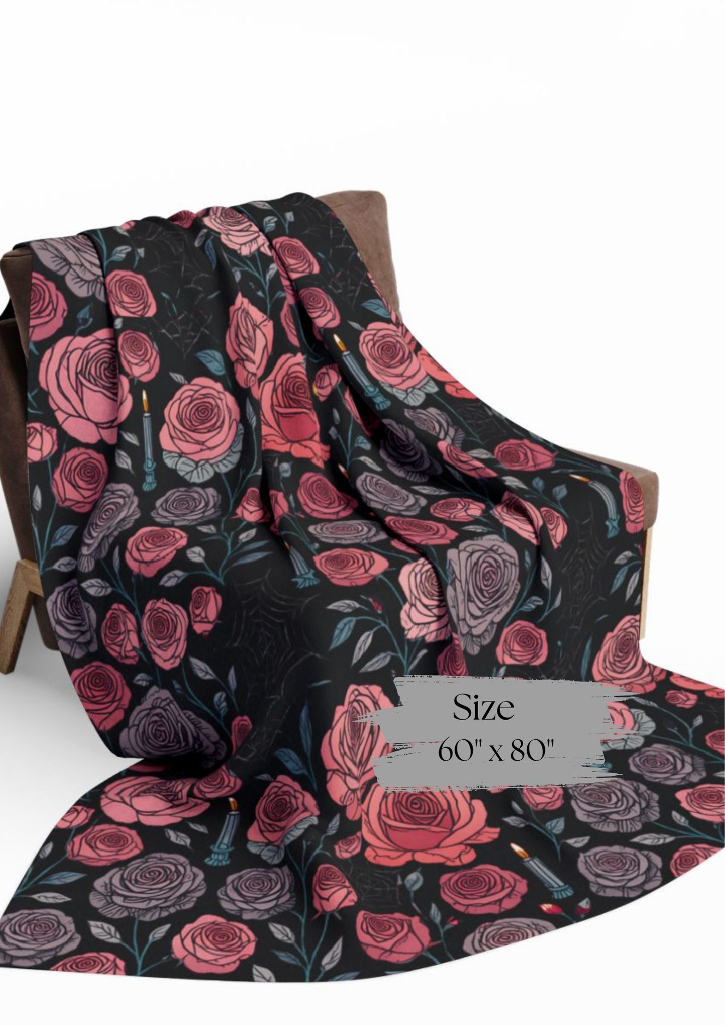 Gothic Pink Halloween Rose Blanket, Perfect as a Spooky Gift, it brings a whisper of elegance to your Halloween Decor.