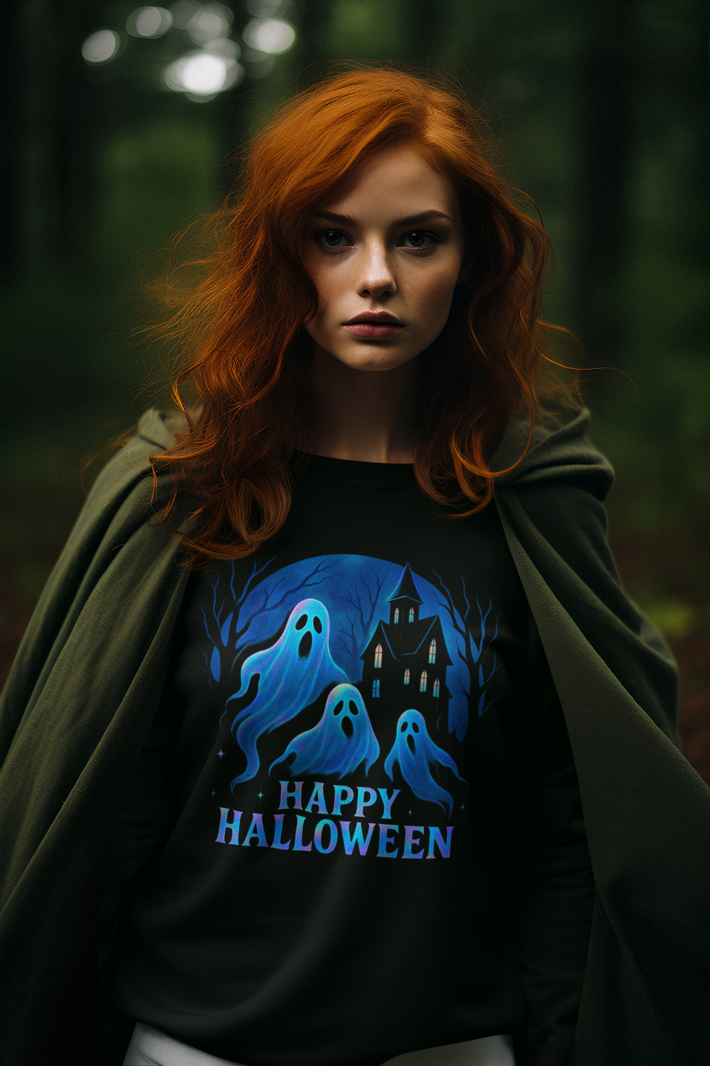 Happy Halloween Holographic Style Ghost Jumper, Embrace sweater weather with this halloween jumper, showcasing a stunning holographic style print.