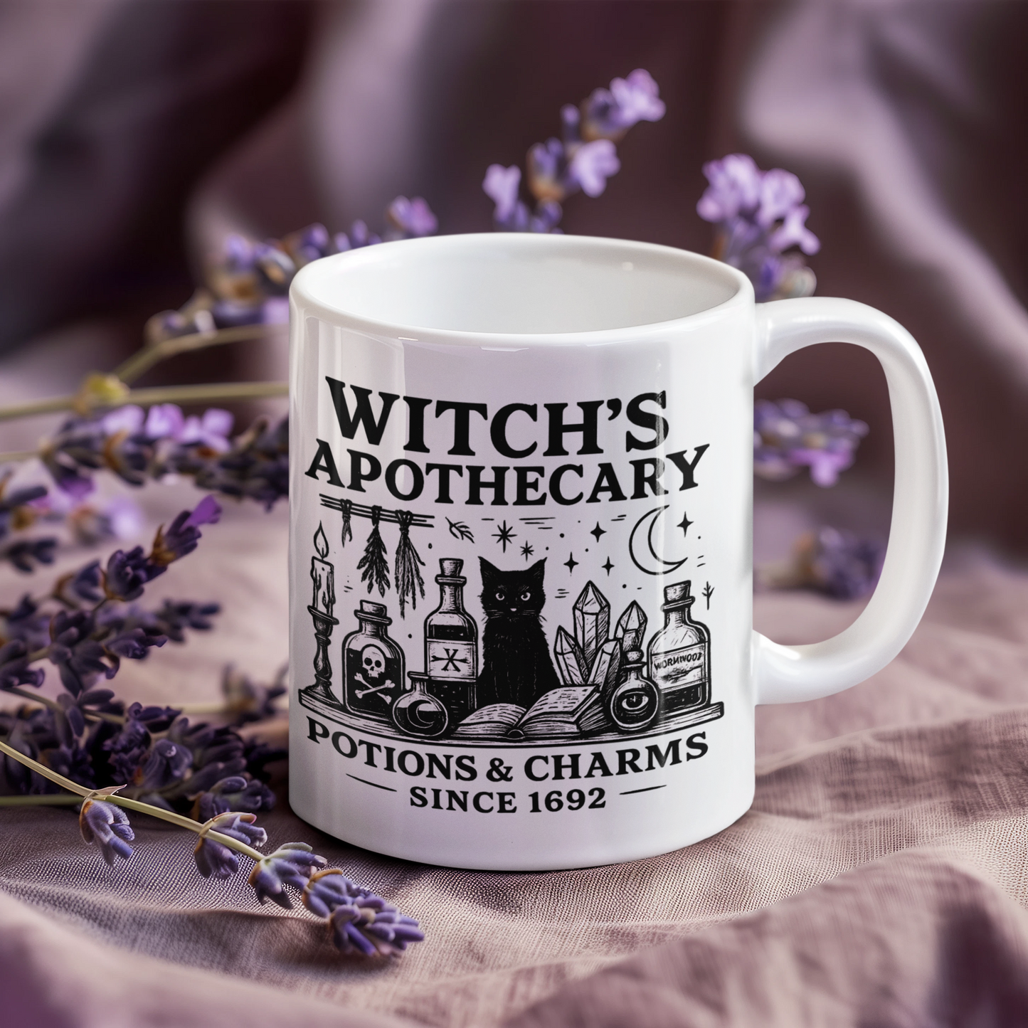 Witch's Apothecary Established 1692 Mug, a spellbinding addition to any witchy kitchen.