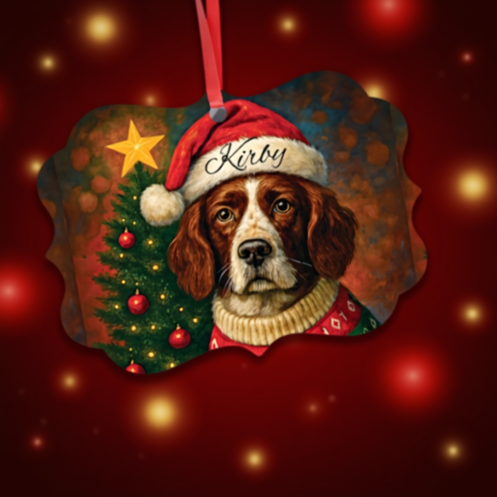 Festive Personalized Springer Spaniel Ornament,a heartfelt dog keepsake, personalized with your beloved buddy's name.