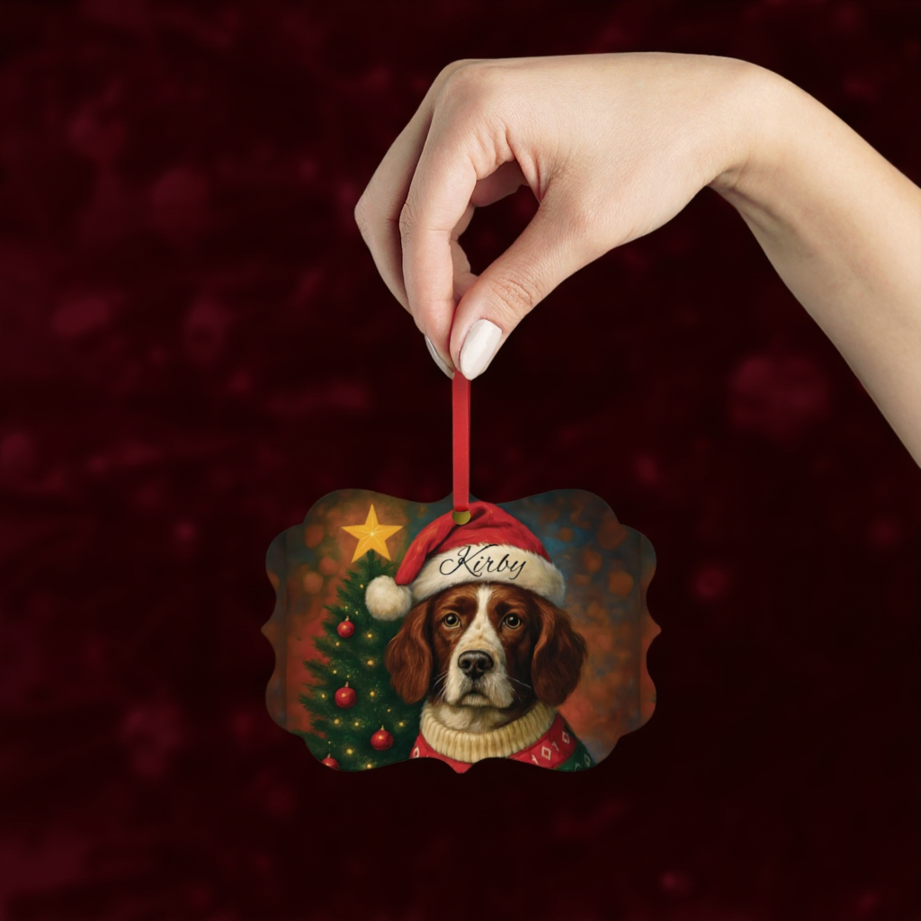 Festive Personalized Springer Spaniel Ornament,a heartfelt dog keepsake, personalized with your beloved buddy's name.