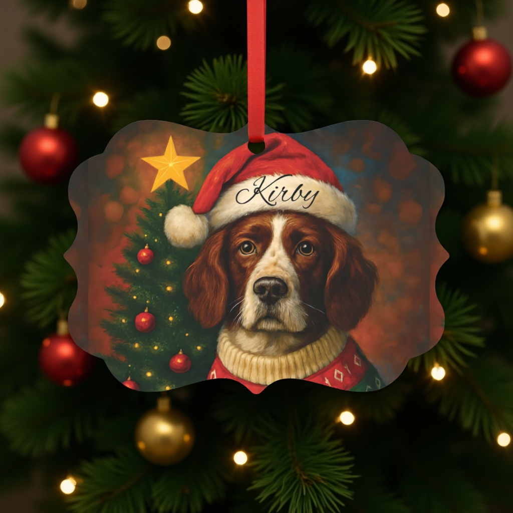 Festive Personalized Springer Spaniel Ornament,a heartfelt dog keepsake, personalized with your beloved buddy's name.
