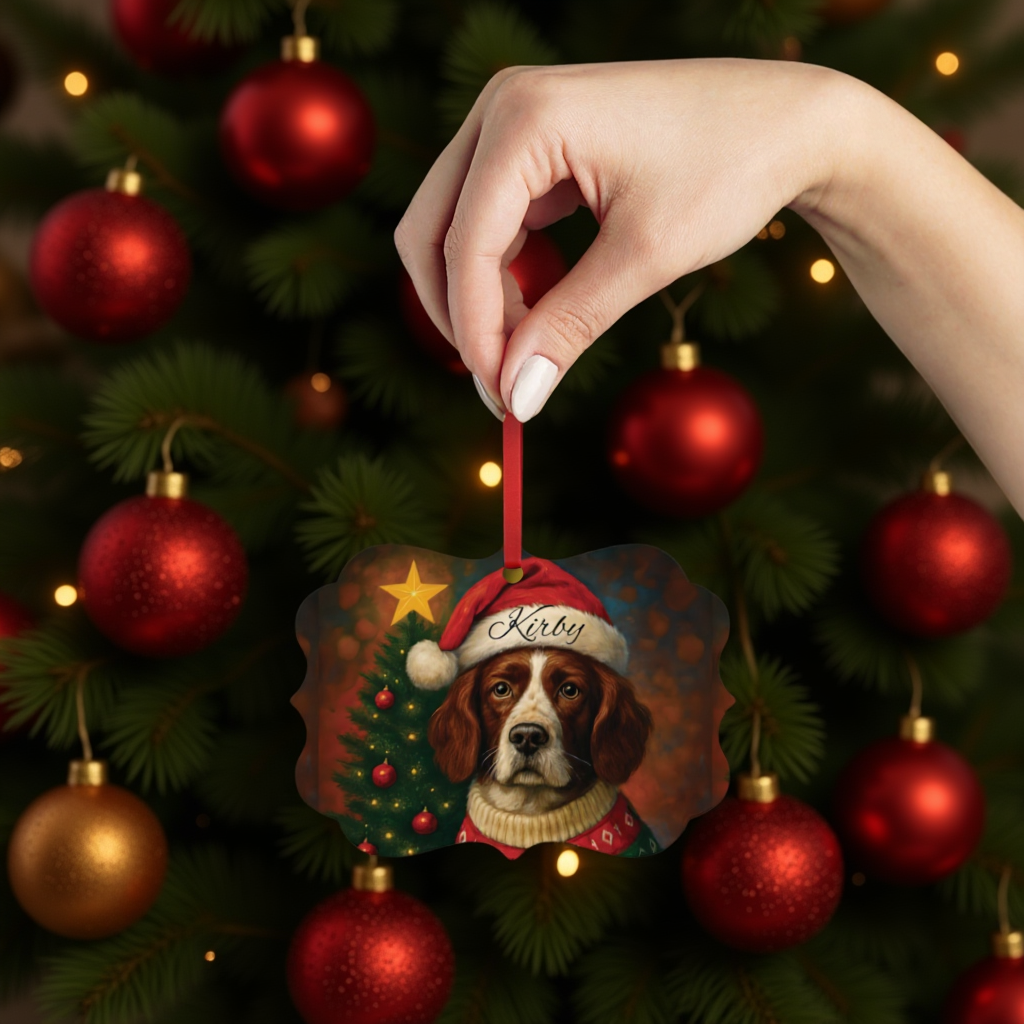 Festive Personalized Springer Spaniel Ornament,a heartfelt dog keepsake, personalized with your beloved buddy's name.
