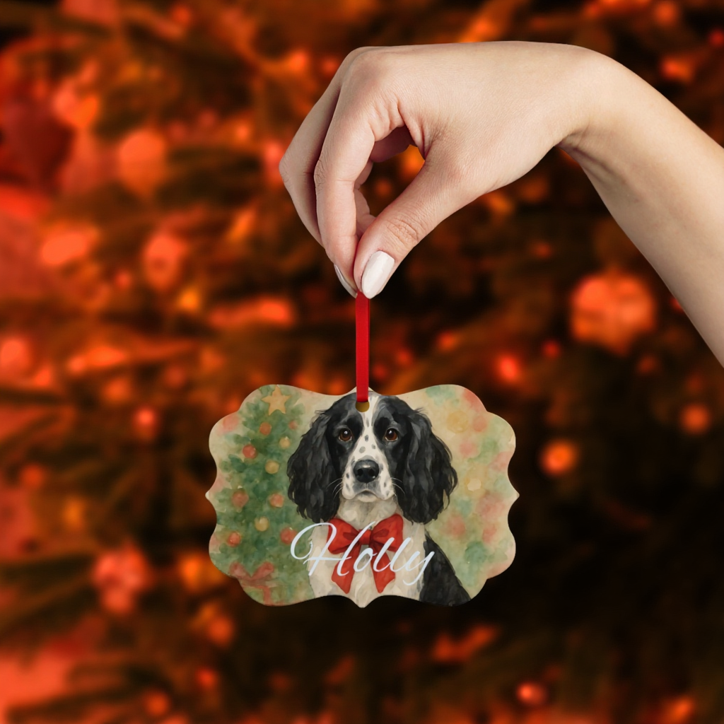 Festive Personalized Springer Spaniel Ornament, Celebrate the season with this timeless tribute to your loyal English Springer.